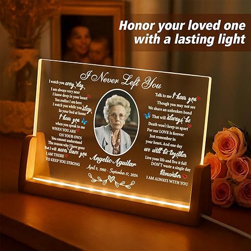 Miniatura 5 de Placa de luz conmemorativa personalizada con foto, regalo de condolencias personalizado por la pérdida de mamá, papá y un ser querido, recuerdo de