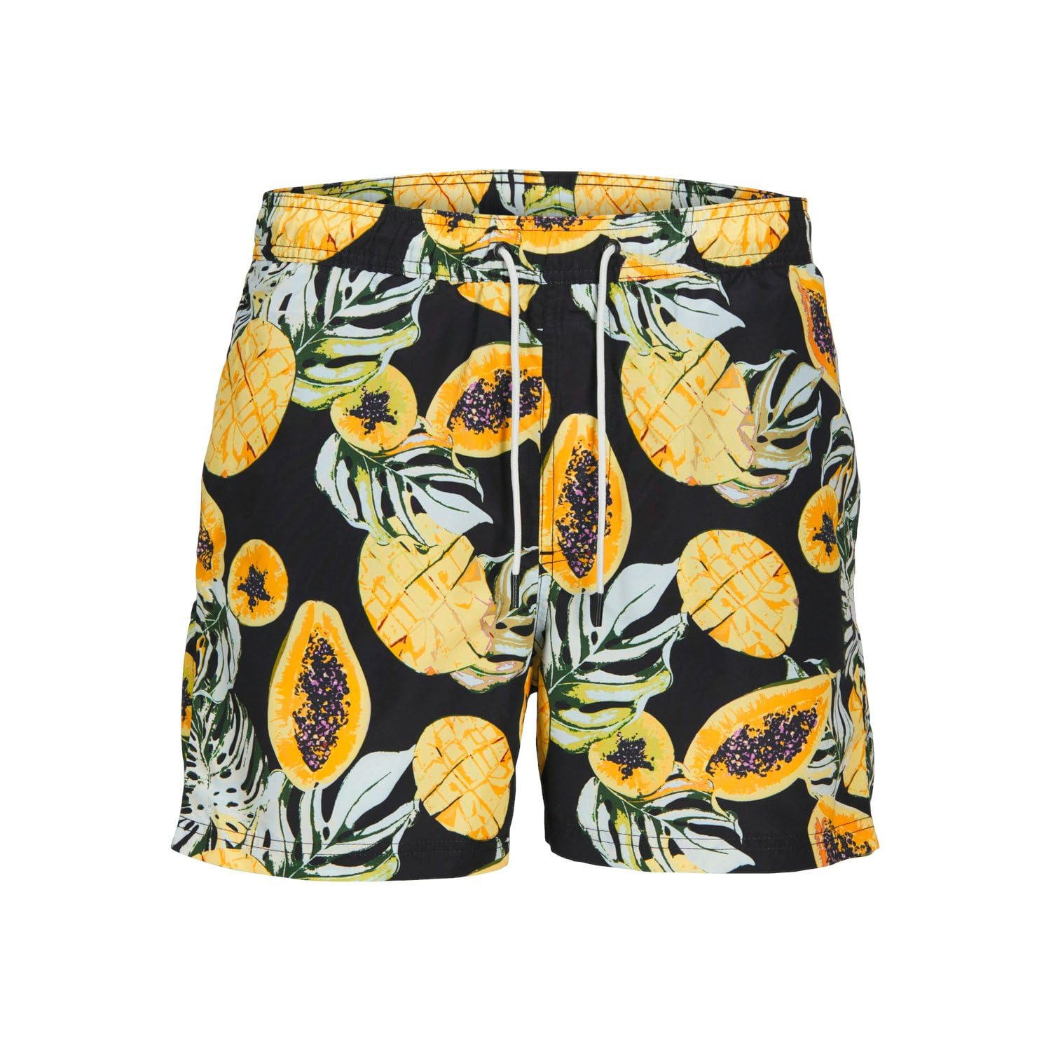 JACK & JONES Fiji AOP Originals Swim Shorts-Black-Large Large (Black)