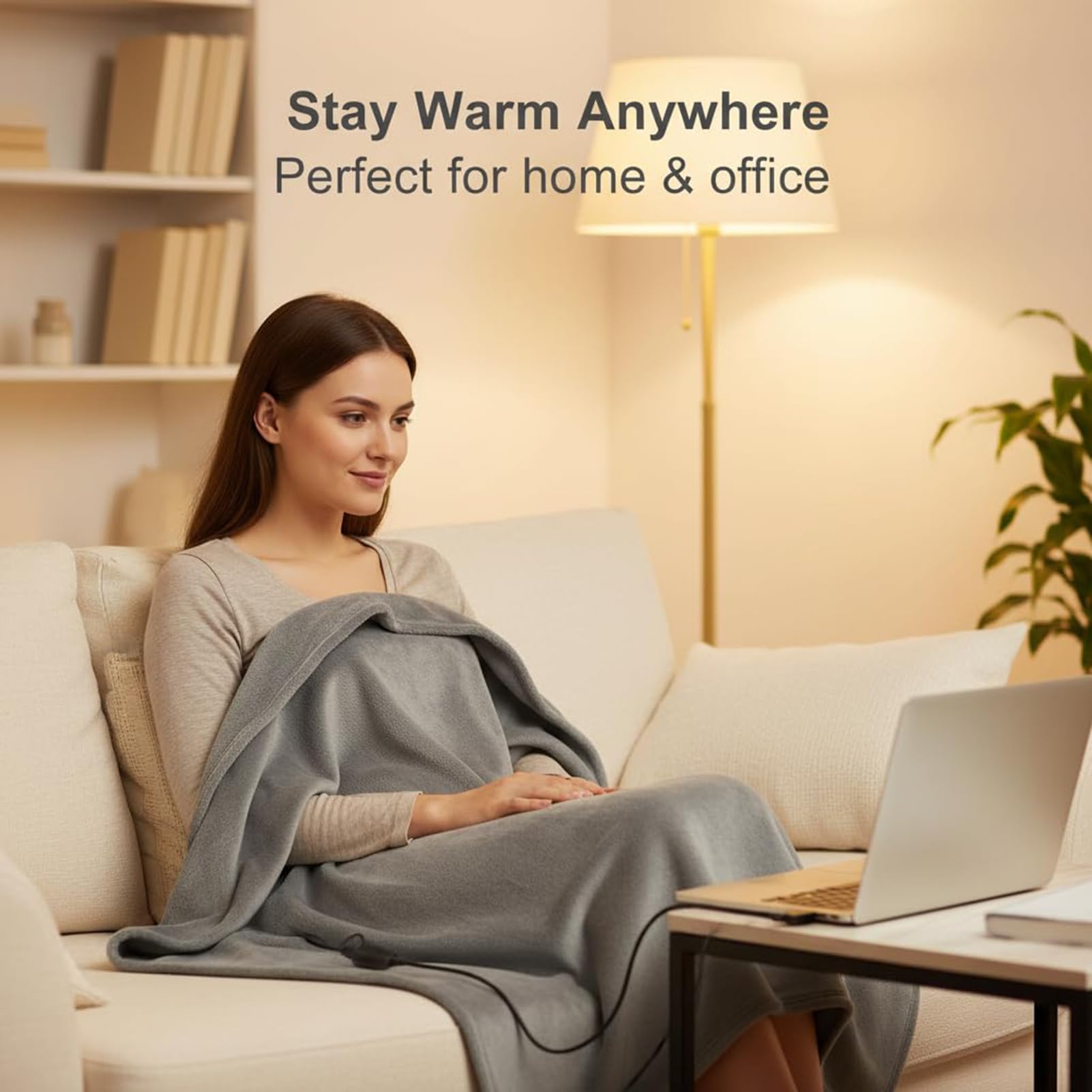 AVSMGP Manta térmica eléctrica inalámbrica Manta de Franela Suave con alimentación por USB y 3 Niveles de Calor Almohadilla térmica portátil para casa, Oficina,Rosado,140×80CM/55×31.5IN