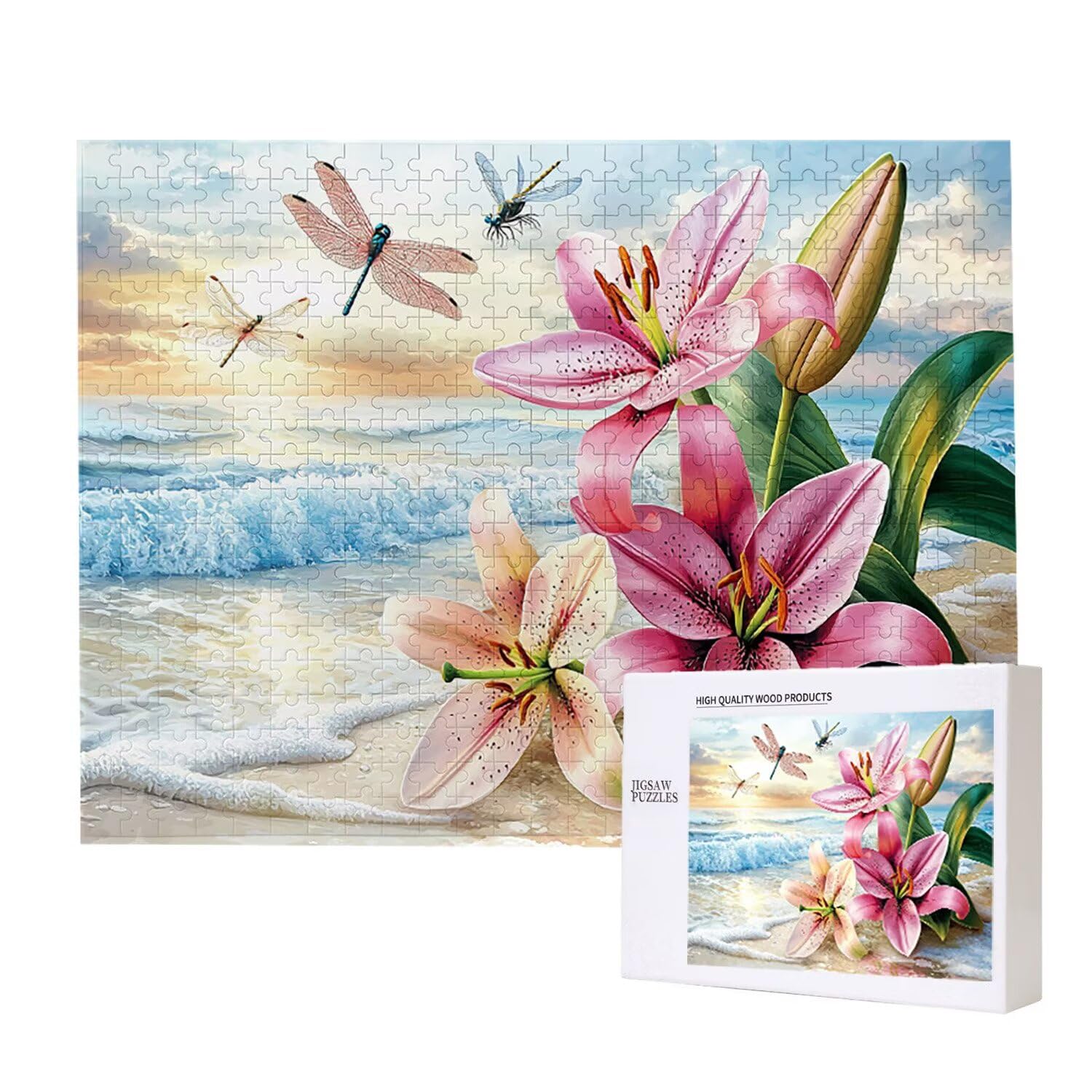Puzzle 1500 elementów dla dorosłych puzzle dla dorosłych 1500 elementów puzzle wymagające i drażniące mózgi edukacja gra dla całości, prezenty dla mężczyzn, motyw puzzli: (Lilie plażowe) h-288