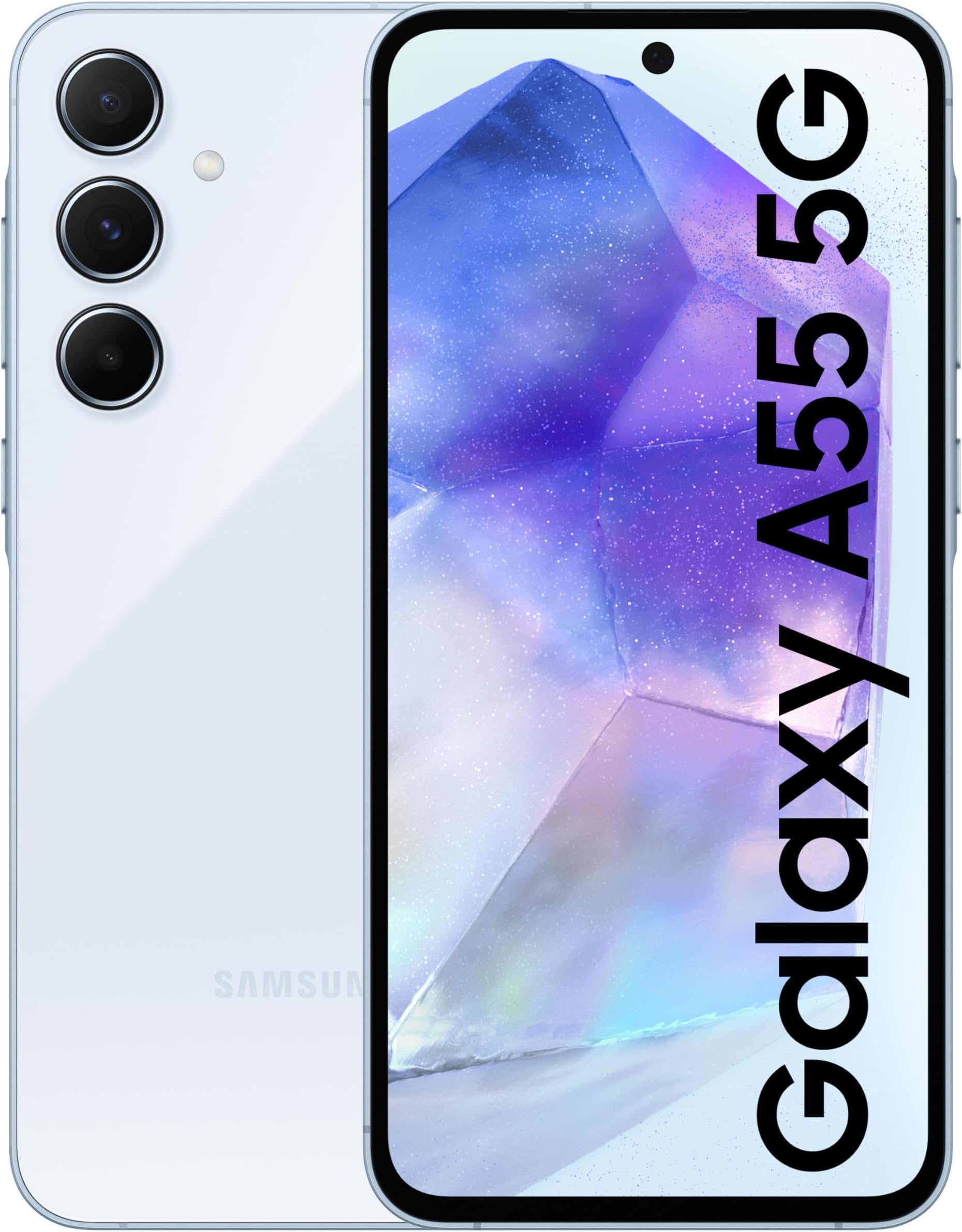 Samsung Galaxy A55 5G (Awesome Iceblue, 8GB RAM, 128GB Storage) | AI Mobile | 50MP Main Camera (OIS) | Super HDR Video| Nightography | IP67 | Gorilla Glass Victus+ | sAMOLED | Gaming Smartphone