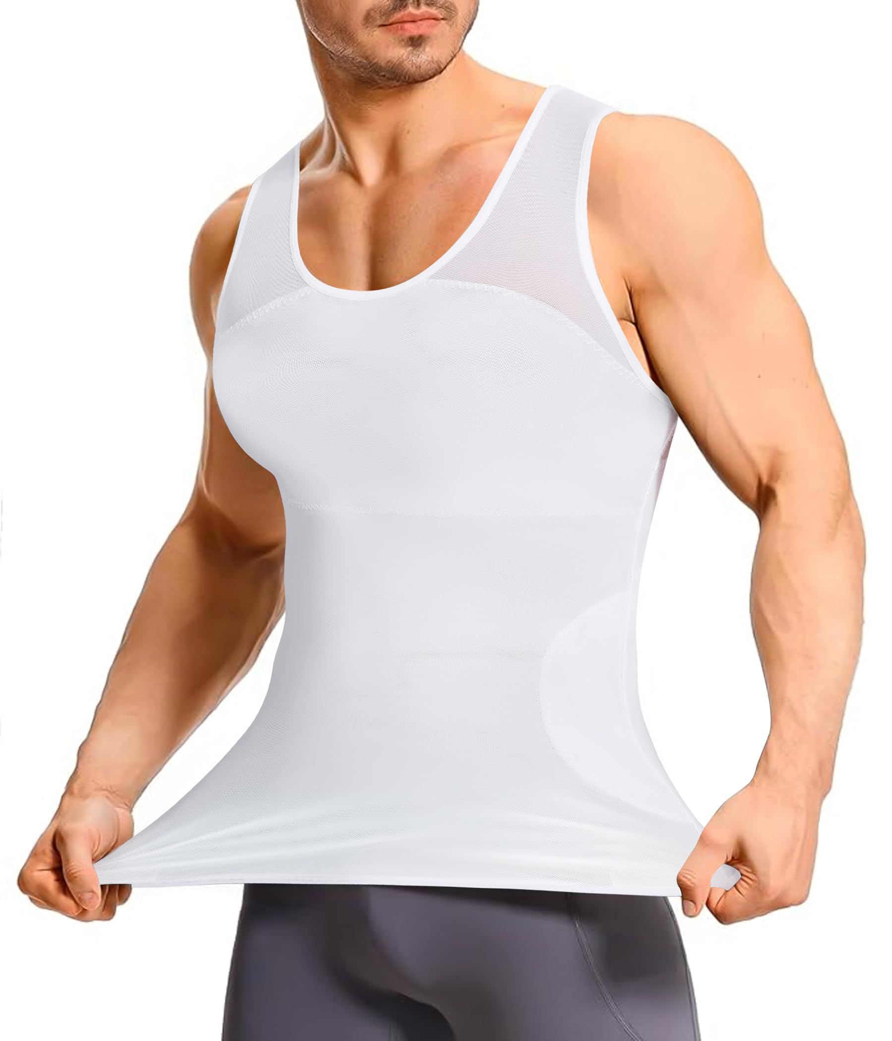 KUMAYES Camiseta Compresión Hombre Faja Reductora Hombre Alta Elasticidad Body Shaper Camisetas de Tirantes sin Mangas