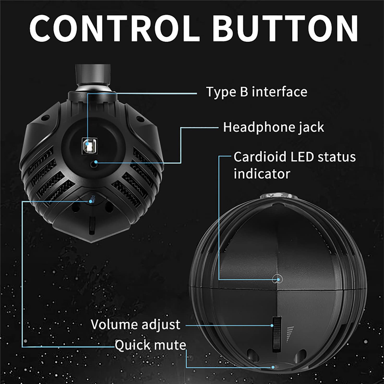 Microfono Per Computer, Microfono a Condensatore RGB, Luci LED Colorate Dinamiche, Modello Di Pickup Cardioide, Adatto Per Conferenze, Apprendimento a Distanza, Streaming Multimediale