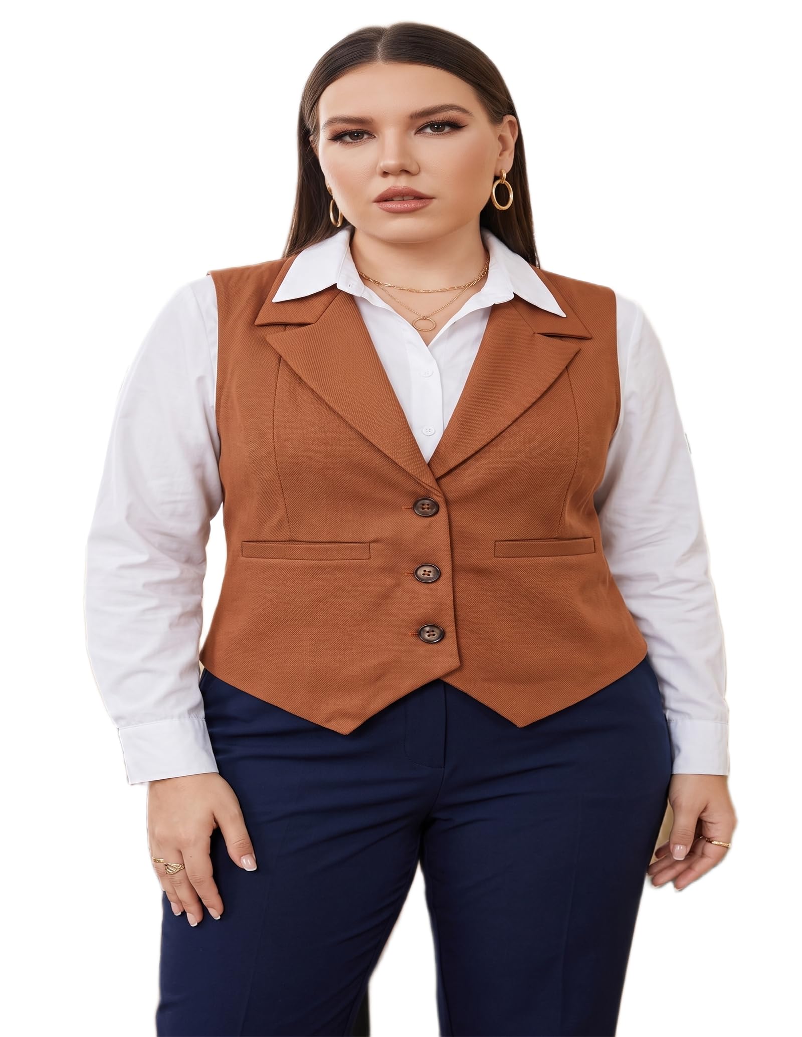 perfect productions Women's Sleeveless Blazer Waistcoat | Camel Brown Lapel Neck Formal Vest | Smart Casual-picture-21