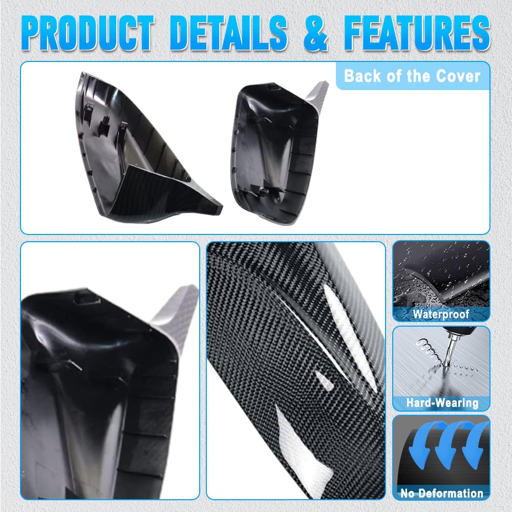Cubiertas para espejos laterales de coche Kacepar, tapas para espejos laterales compatible con BMW X5 X6 E70 E71 2007-2013, acabado en fibra de carbono 51167180726