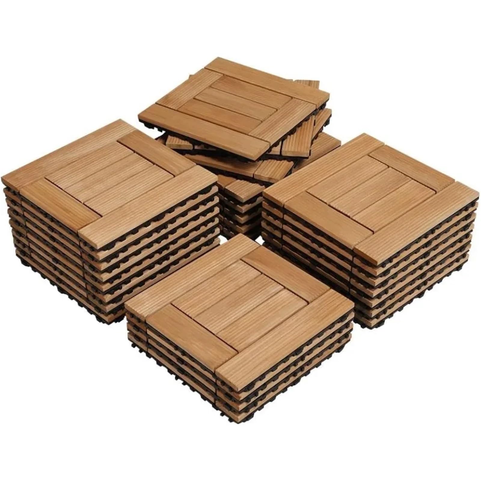 Baldosas De Terraza Exterior 27 piezas de baldosas madera entrelazadas for terraza patio, maciza y plástico, for interior exterior, 30 x cm(Khaki)