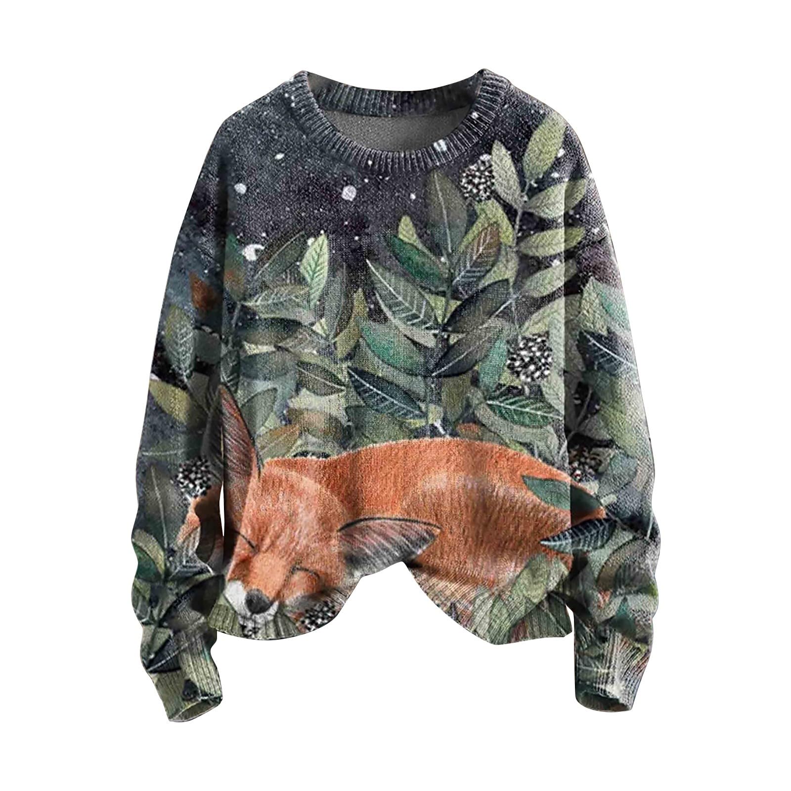 Sudadera navideña para mujer divertida - Jersey de Navidad de manga larga con impresión 3D, suéter de Navidad, sudadera de gran tamaño, cuello redondo, sudaderas de Navidad, tallas S-5XL