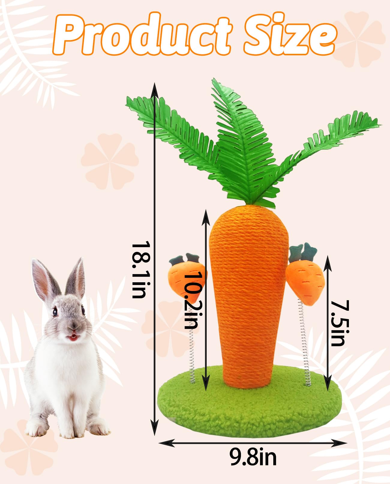 BNOSDM Kaninchen Kratzbaum In Karottenform – Aus Sisal, 25 X 25 X 26 Cm, Für Kleintiere Wie Kaninchen & Frettchen