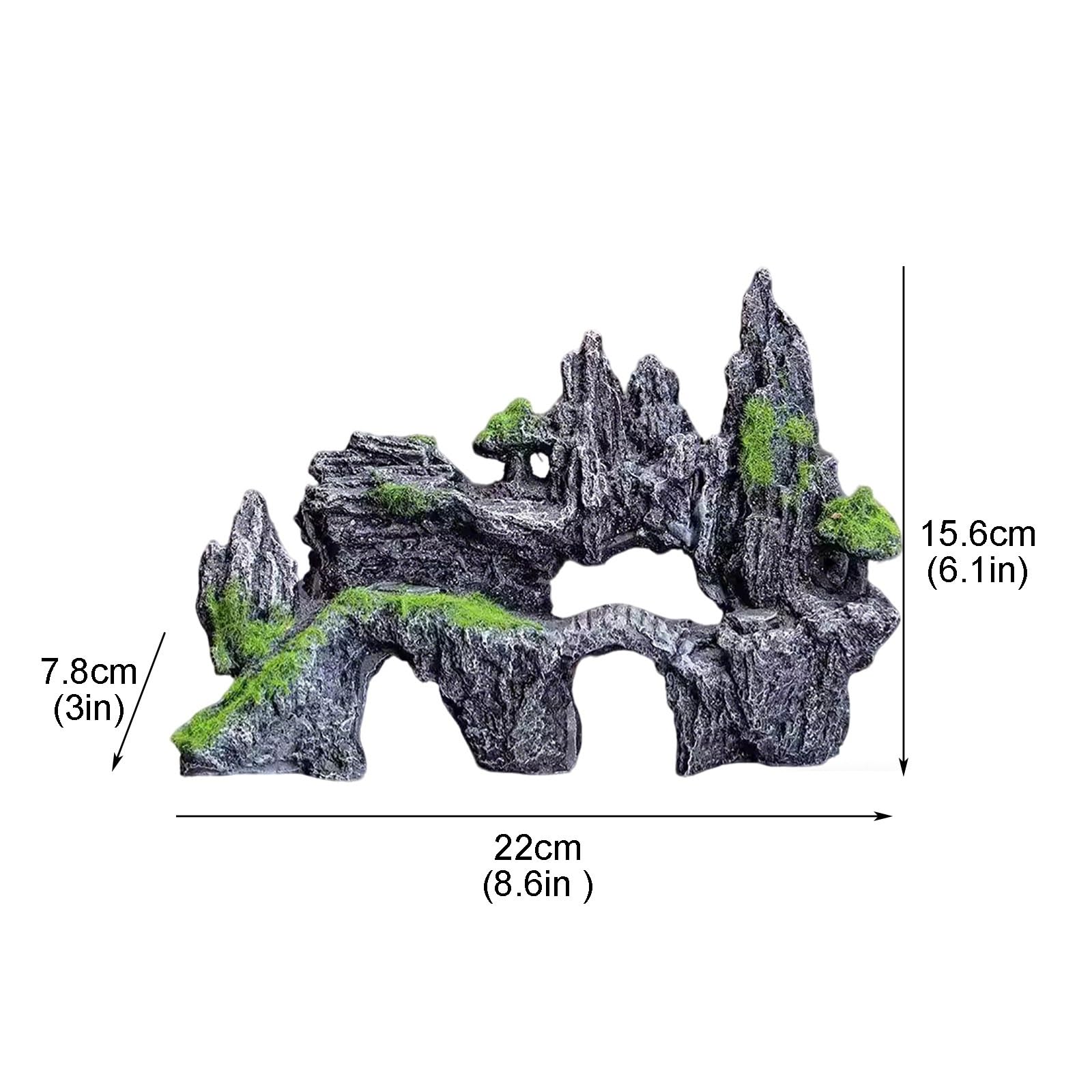 Akwarium górskie dekoracja, kamienny ornament z widokiem na góry akwarium, dekoracja akwarium dla ślimaków, żółwi i beta (22 cm)