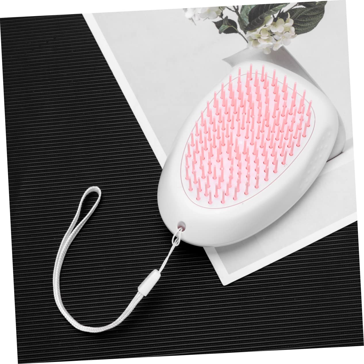 Garneck Pet Grooming Comb for Dogs Cats Hair Removal Brush Skid Design with Hanging Lanyard Pink for Shedding Tangles and Dirt Removal