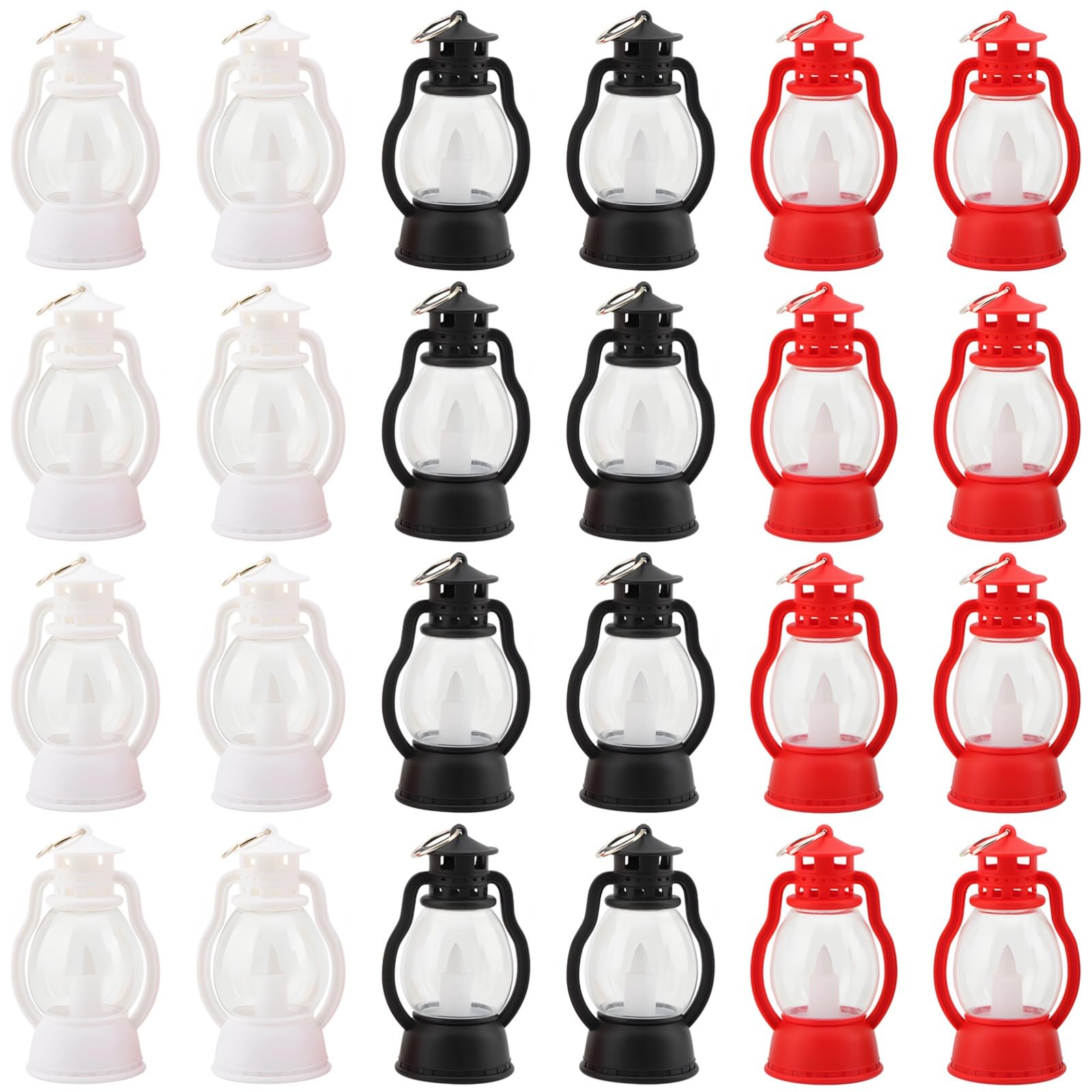 Bosreroy 24-Count Set of Classic PVC Mini Led Lanterns, Mixed Colors for Themed Weddings, Cowboy Party Decor, Table and Hanging Use