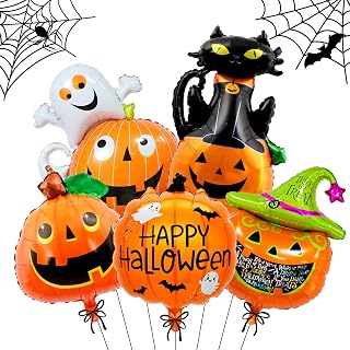 5 PCS Halloween Pumpkin Balloons Set, Orange Pumpkin Balloon for Halloween Party Decorations (Pumpkin)