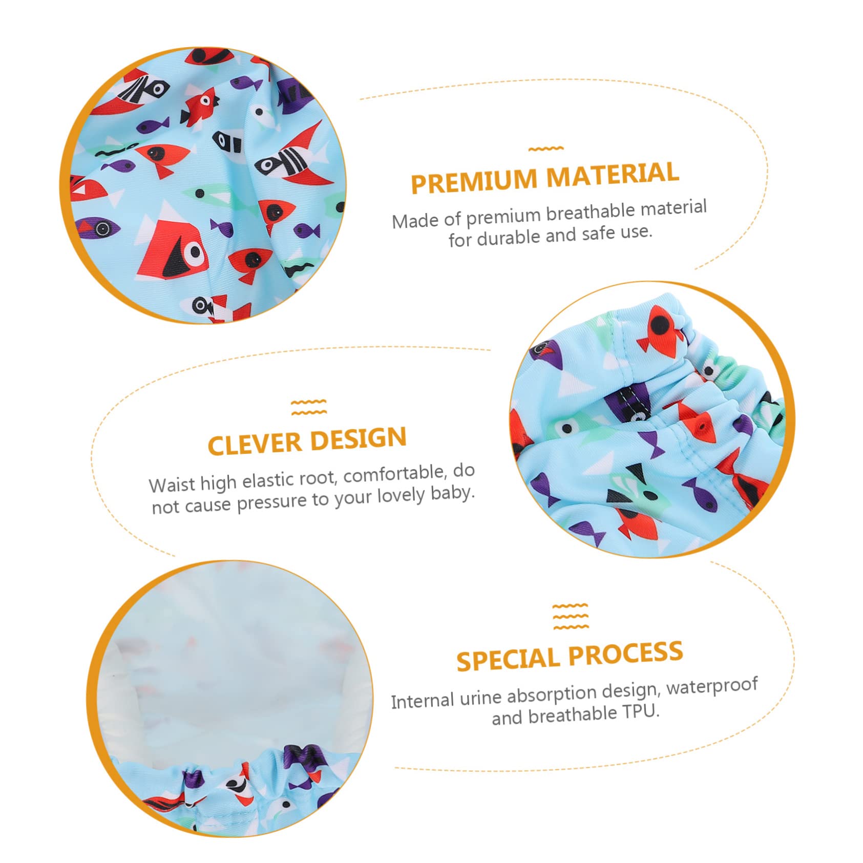 Abaodam 3piezas Pañal Bañador Reutilizable Para Bebés y Lavable Protección Para Piscina y Playa Diseño Cartoon