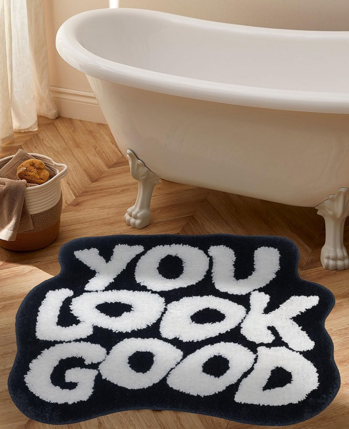You Look Good Bath Mat Pink Bathroom Rugs Funny Cute Bath Rugs Non Slip Microfiber Plush Preppy Small Cool Shower Rug Washable Absorbent Floor Mat for Bathtub Sink