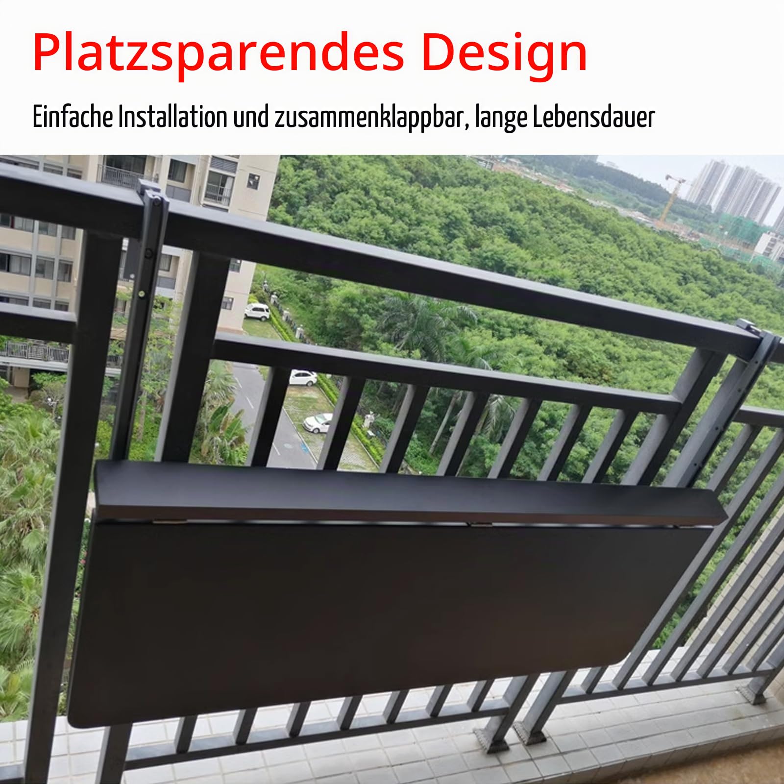 Klappbarer Balkon-Hängetisch, Verstellbarer Wand-Geländertisch Für Die Terrasse, Platzsparender Beistelltisch Für Den Außenbereich, Wetterbeständig Und Langlebig