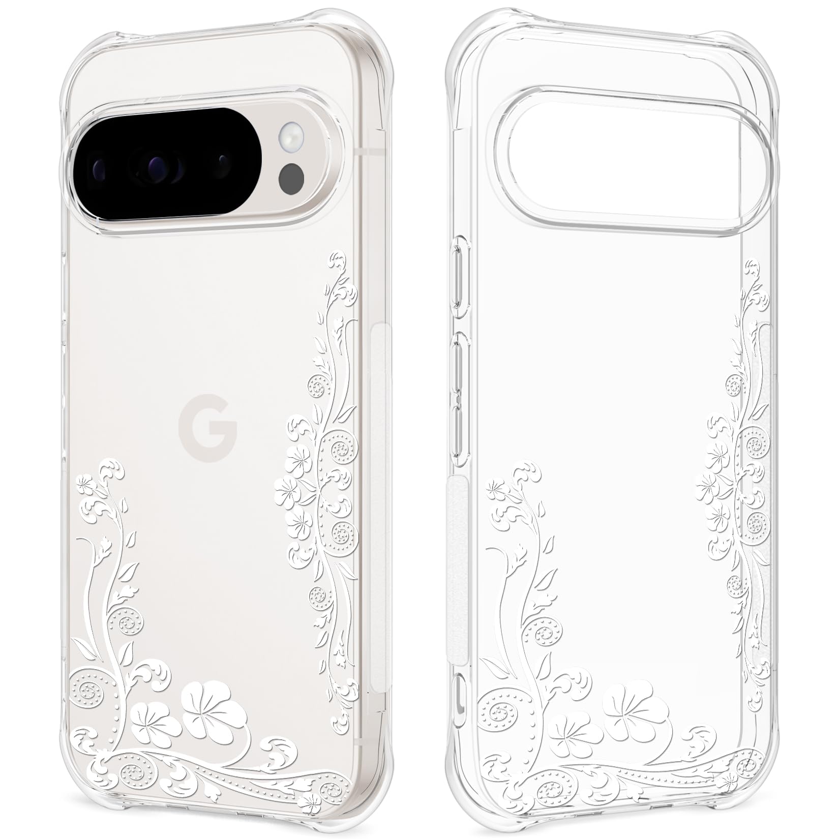 Coque Google Pixel 10 Pro XL transparente fleurs mignonnes et souples - 8