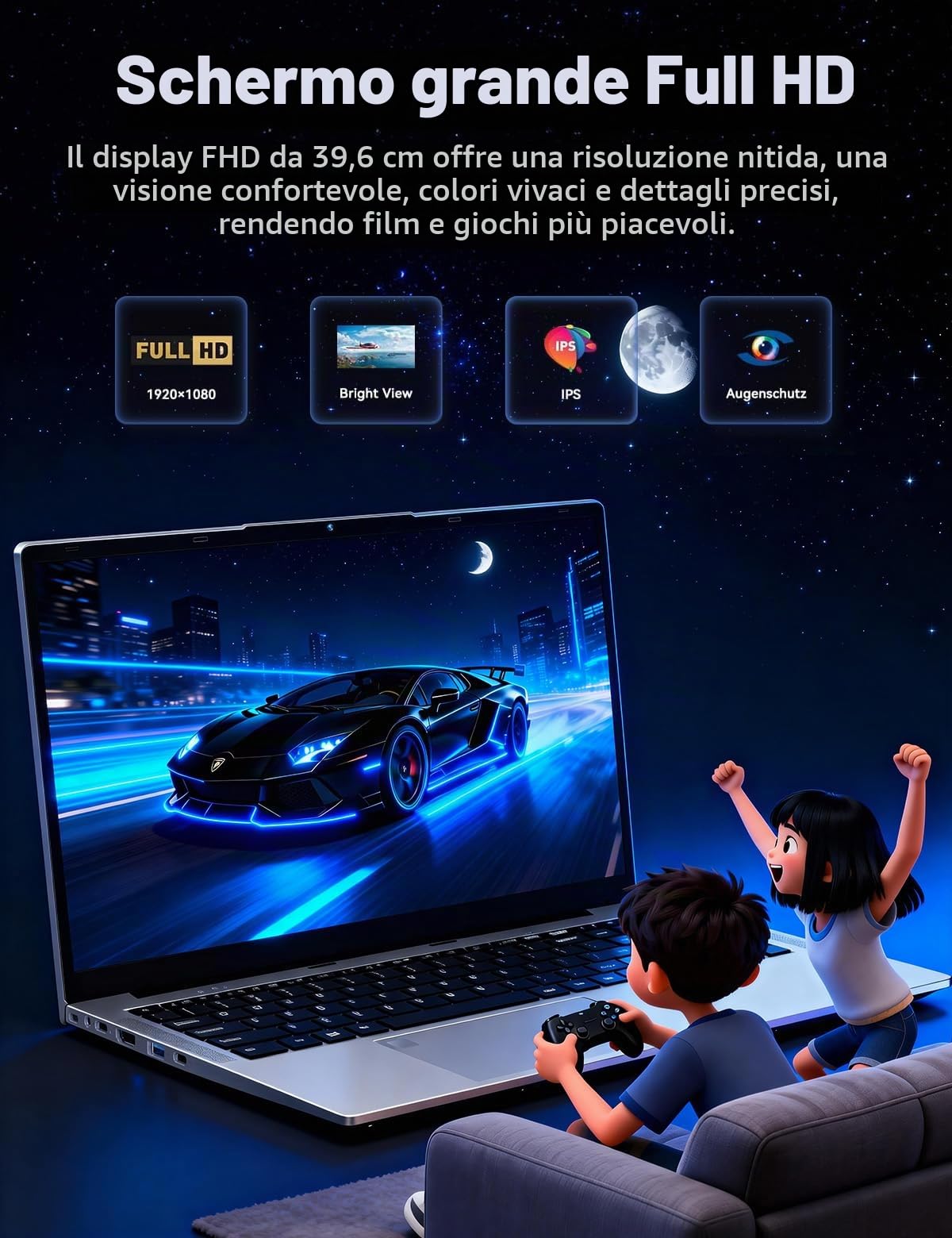 FUNYET Computer Portatile, 2026 Nuovo PC Portatile da 15,6 pollici, 32 GB di RAM, SSD da 1 TB,Laptop R7-6800H, Gaming Laptop IPS FHD 1920*1080 Notebook,Fingerprint scanner,Backlit keyboard, 5000 mAh