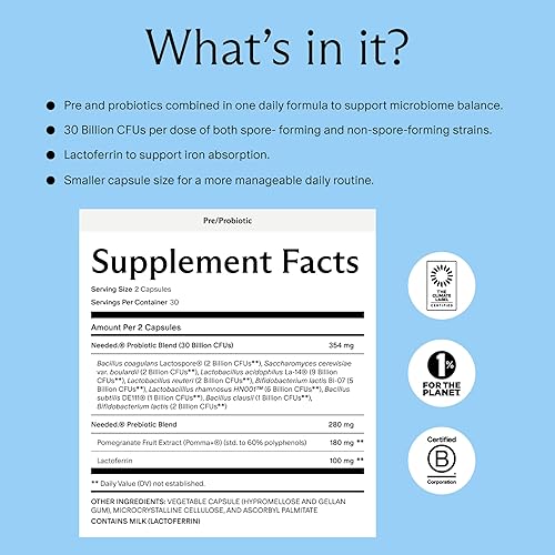 Miniatura 2 de Needed. Prebiótico y probiótico formulado y probado por expertos para prenatal, embarazo, lactancia materna y posparto  Equilibra el estado de