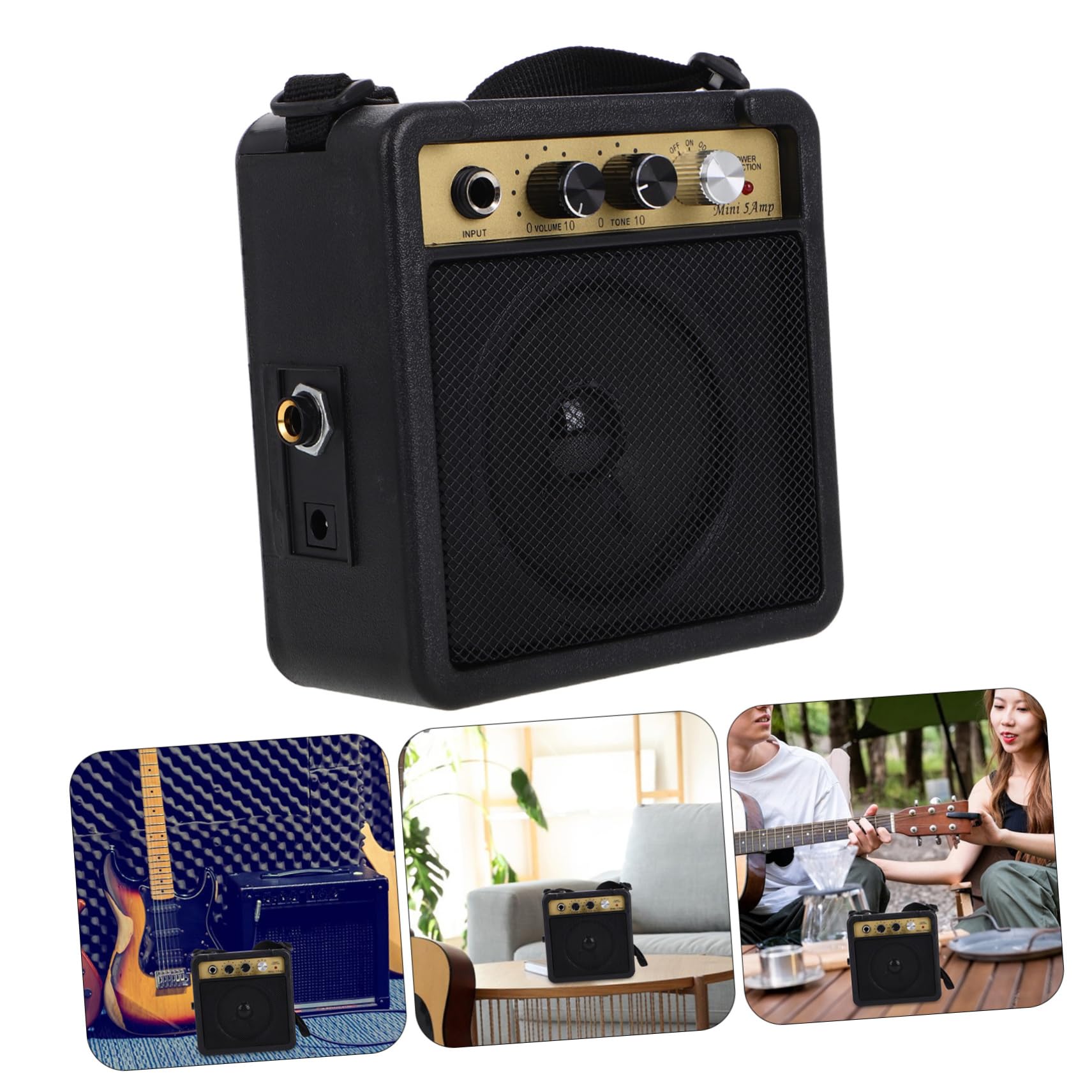 Operitacx Altavoz De Guitarra Eléctrica Mini Amplificador De Portátil para Práctica Cable De Audio y Adaptador para Guitarra Eléctrica y Acústica