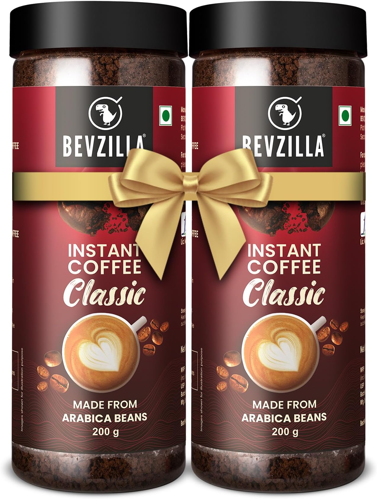 Bevzilla 400 Gram (200GMx2) Classic Instant Coffee Powder | Arabica Beans | Perfact For Espresso, Latte & Cappucino | Enjoy Hot & Cold