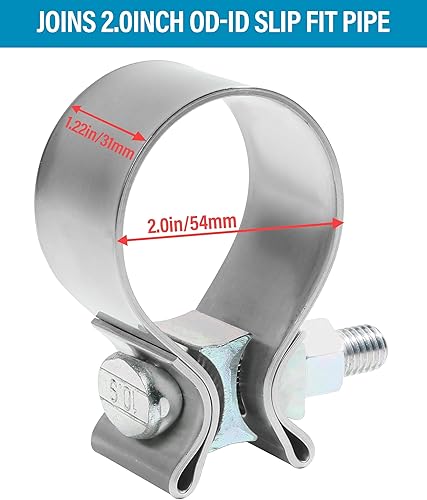 Miniatura 7 de ESEWALAS Paquete de 2 abrazaderas de escape de 1.75 pulgadas, 2.0 pulgadas, 2.25 pulgadas, 2.5 pulgadas, 3.0 pulgadas, abrazadera de silenciador de