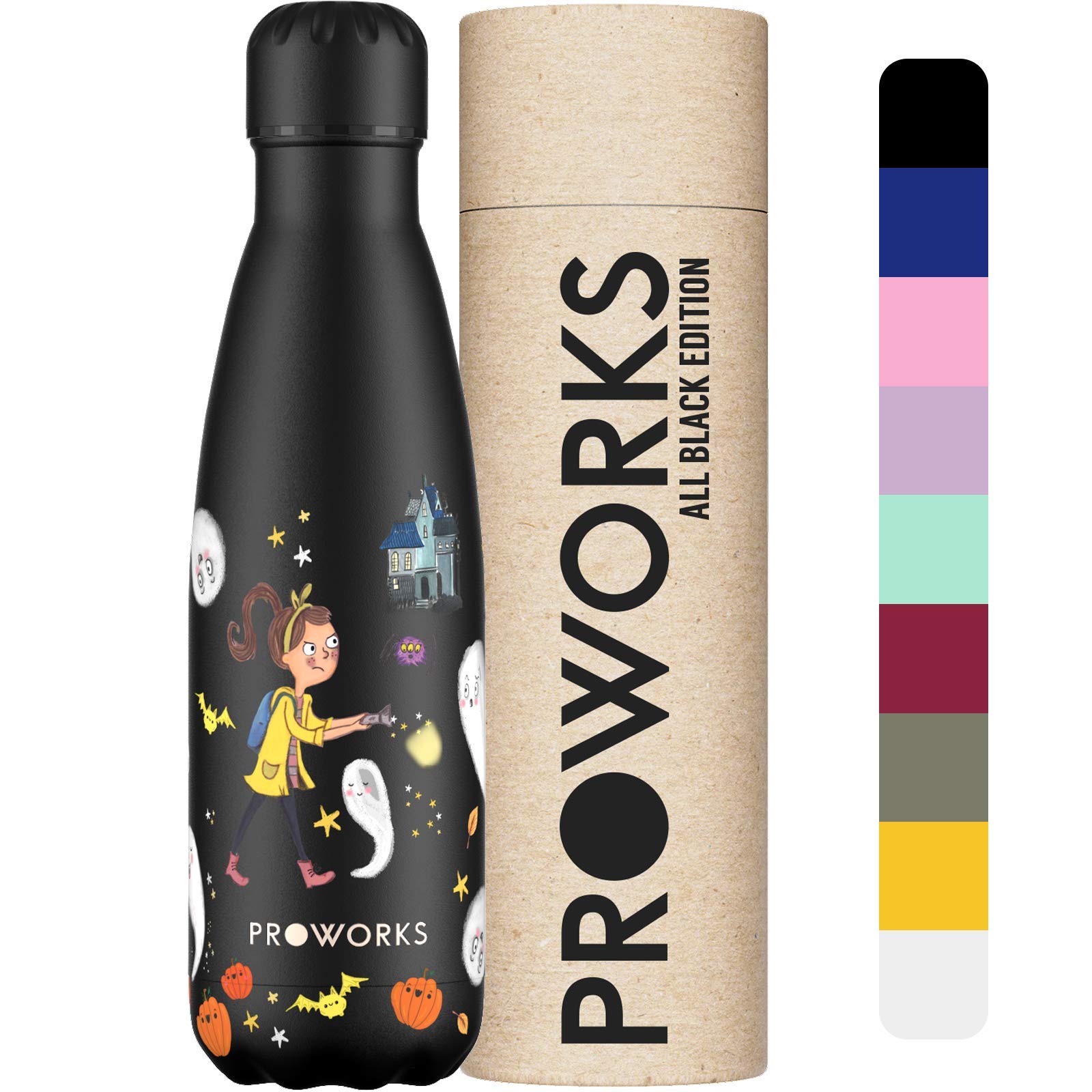 PROWORKS Insulated Water Bottle, BPA Free, Reusable Stainless Steel Water Bottle for 12 Hours Hot & Cold Hold Up to 24 Hours, for Sport, Gym, Travel - 500ml - Pink Daisy — view 29