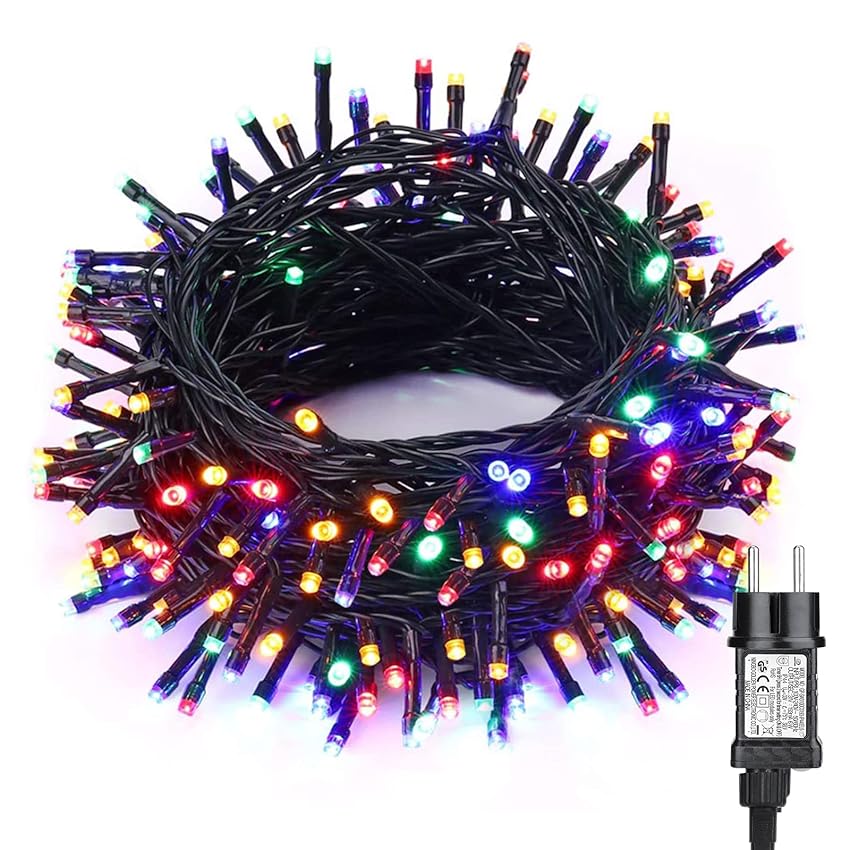 PhilzOps Albero di Natale Catene Luminose 10M 100 LED, Decorazione Esterno e Interno 8 Modalità IP44 Impermeabile Stringa Luci per Festive Festa (Colorate)