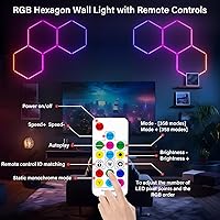 Vista 6 de ALLYES Luz LED hexagonal, luz hexagonal de garaje con 358 modos de color, luces hexagonales regulables y cambiadas de color, control remoto