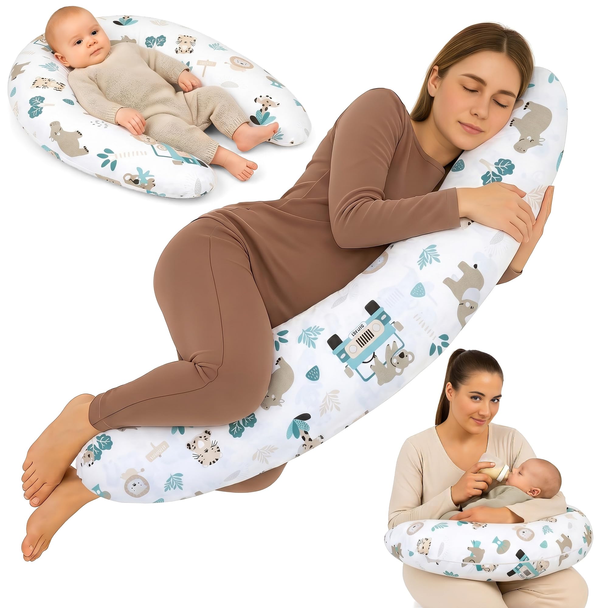 Totsy Baby Cuscino gravidanza 190 cm cuscino allattamento – Pregnancy Pillow maternità Body Pillow fodera in cotone lavabile sfoderabile – certificato OEKO-TEX Africa