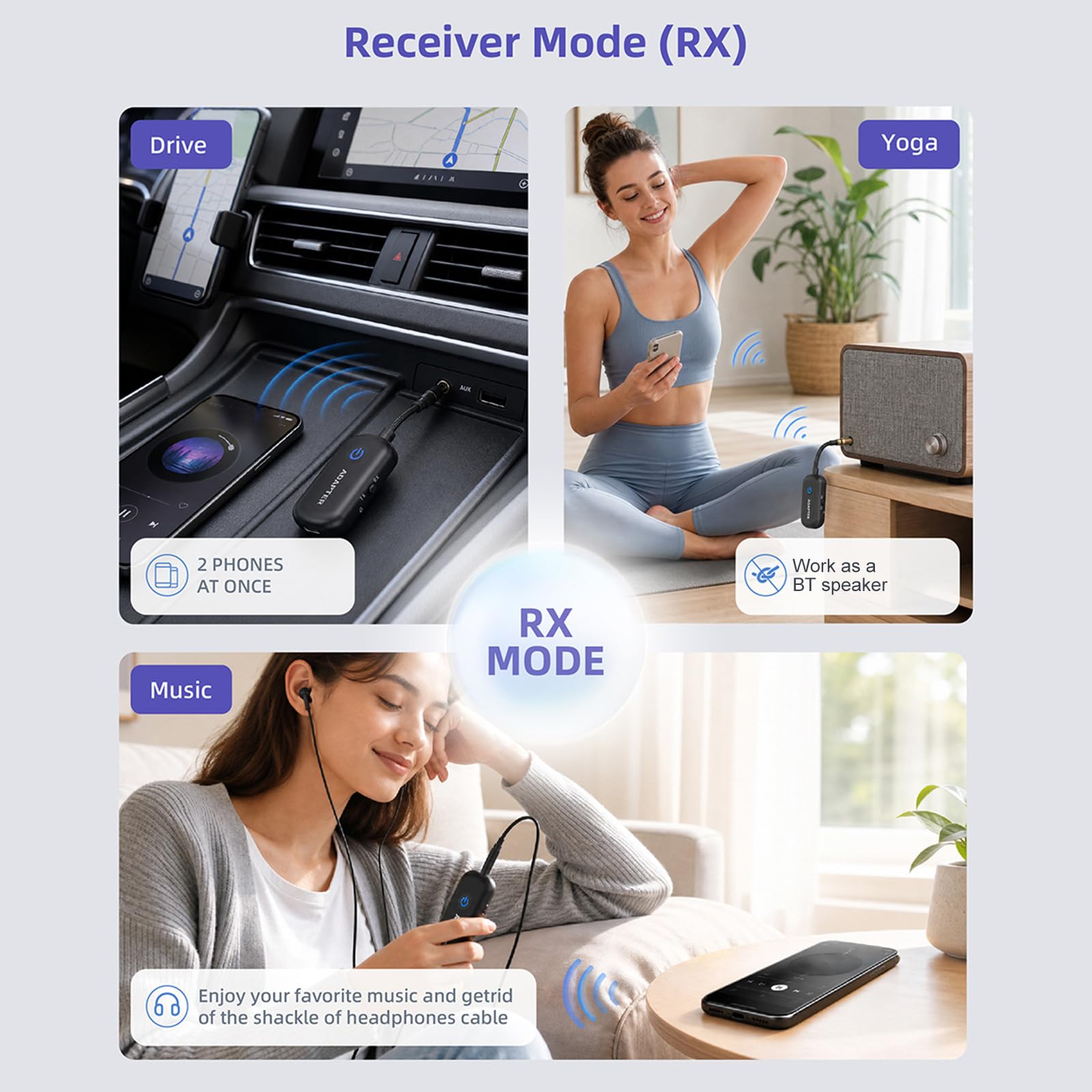 Bluetooth 6.0 Audio Adapter 2 in 1 TX RX AUX 3 5MM