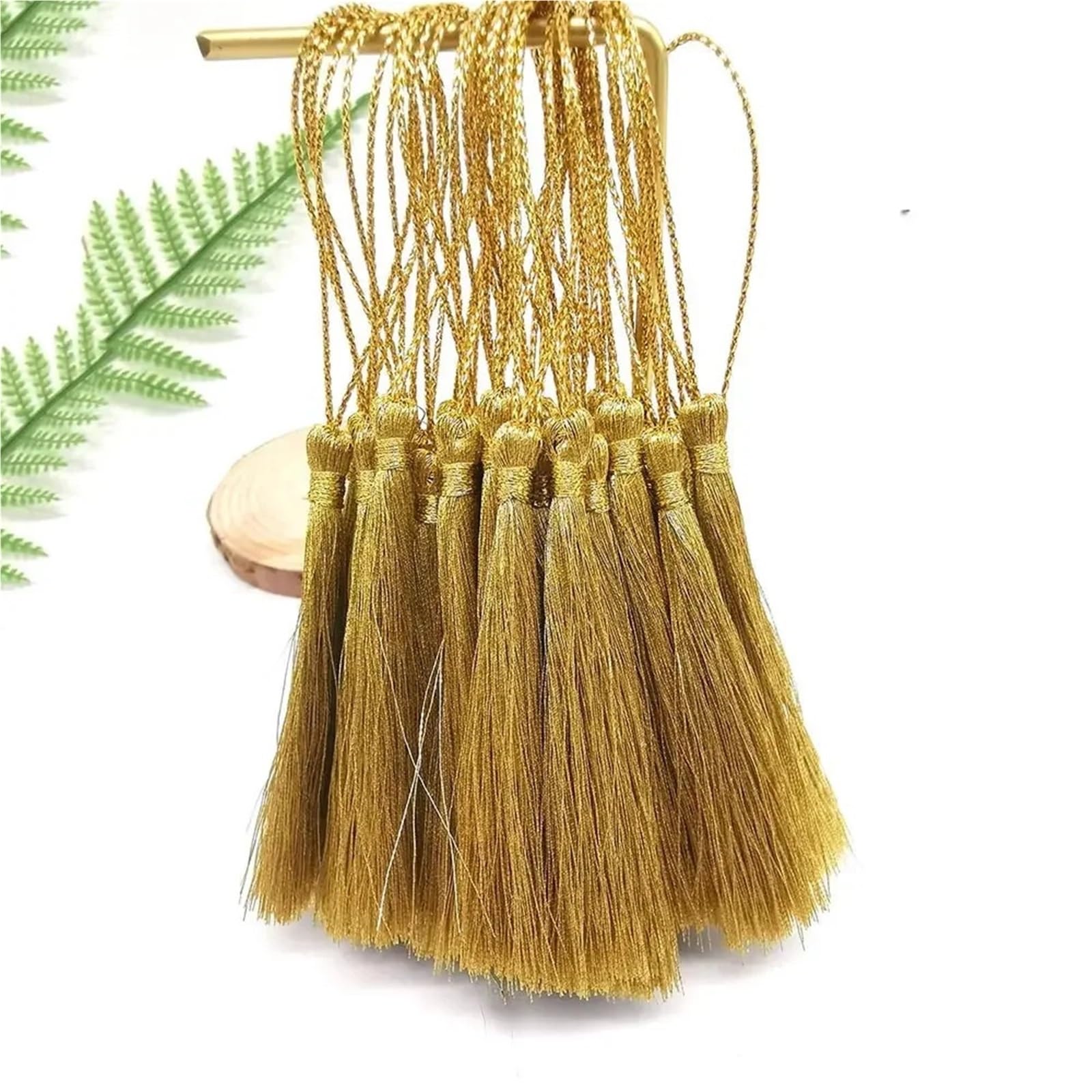 Mini Tassels 500Pcs Silky Tassels Soft Craft Mini Tassels Fringe Trim for Sewing Jewelry Making DIY Gift Tag Projects Bookmarks for Crafts(25 golden)