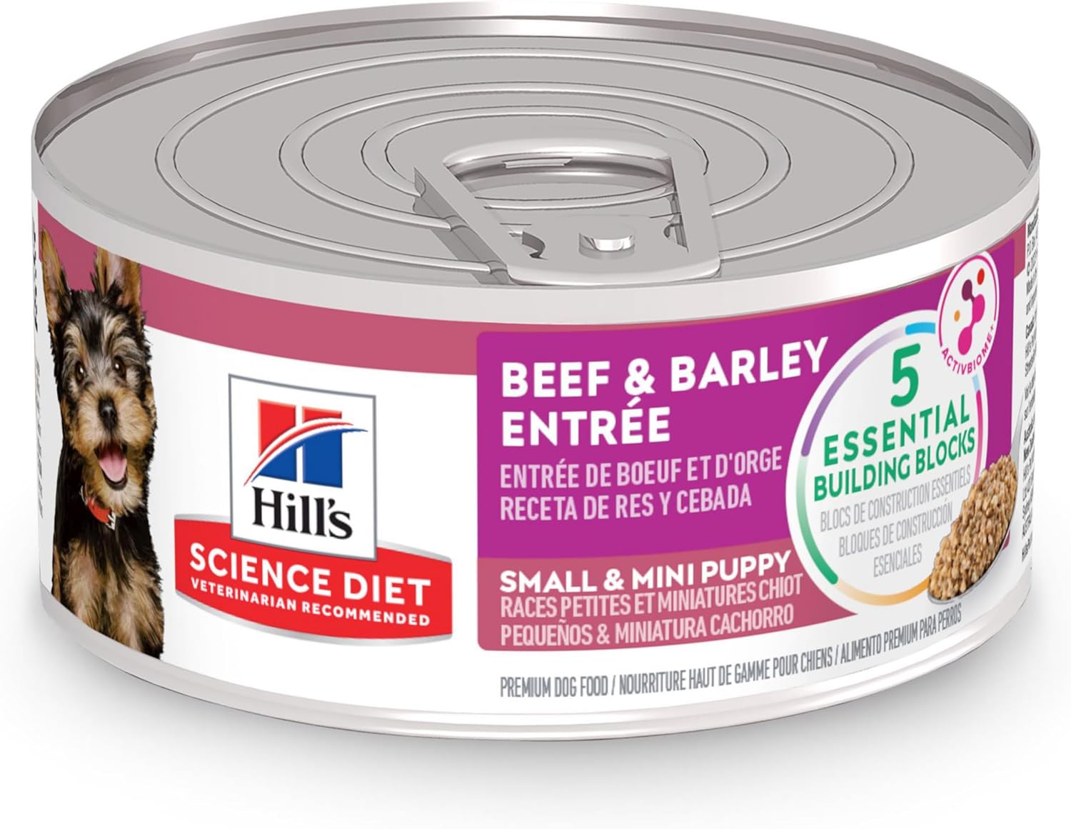 Hill's Science Diet Puppy Small & Mini Breeds Wet Dog Food, Beef & Barley Loaf, 5.8 oz. Cans, 24-Pack