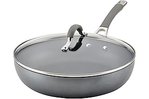 Elementum PFOA-Free, Hard Anodized Nonstick Curved Wok with Lid, Deep Skillet Stainless...