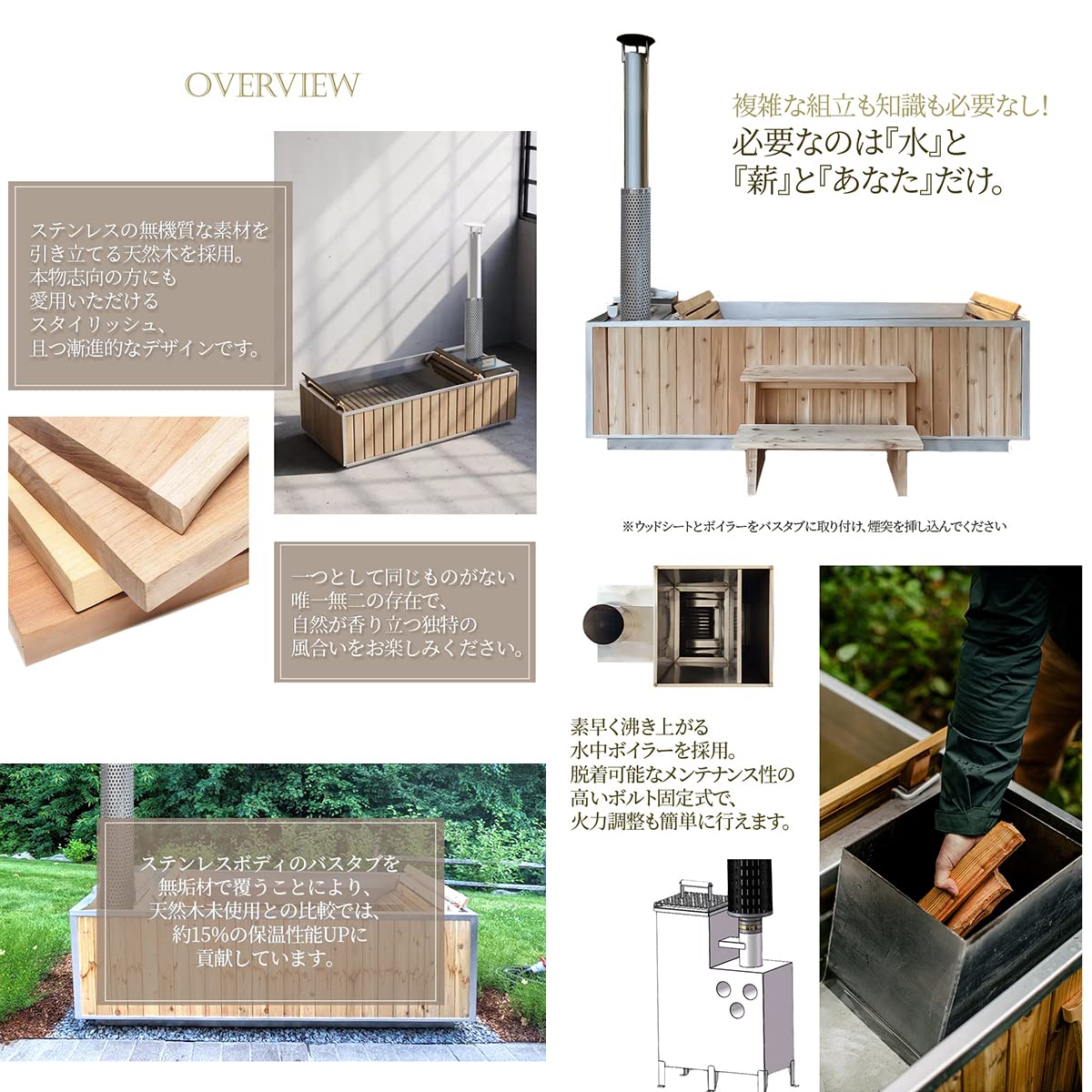 Amazon.co.jp: SUNGA 薪風呂 Lagoon ラグーン 屋外用薪風呂 露天風呂