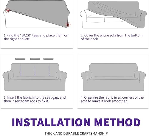 Miniatura 7 de ZNSAYOTX - Funda para sofá de 3 cojines para sofá de alta elasticidad, ideal para mascotas, 1 unidad, antideslizante, protector de muebles grande