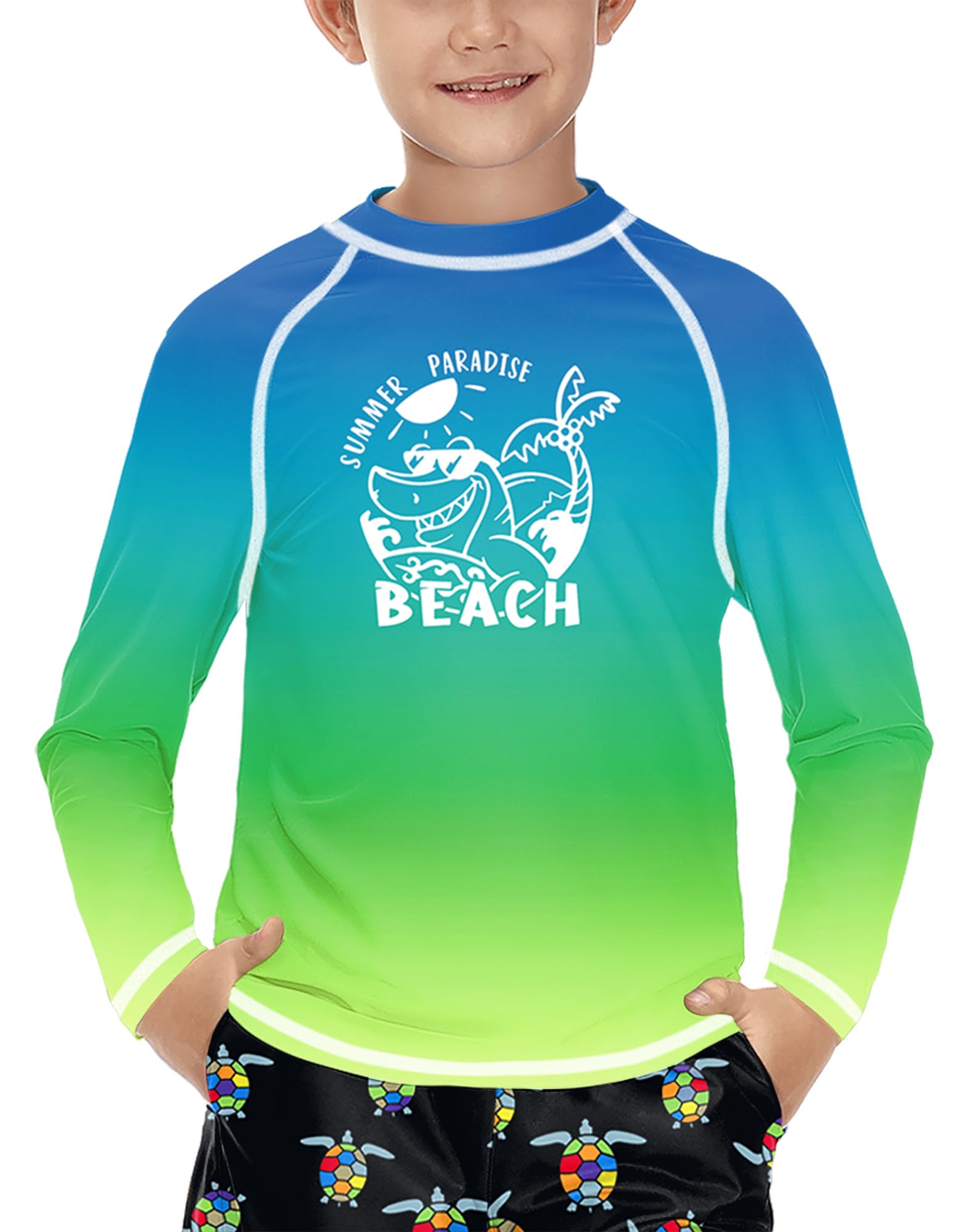 BesserBay Kinder UV Shirt Lange Ärmel Rashguard Schnelltrocknend UV Badeshirt für Jungen 110-160