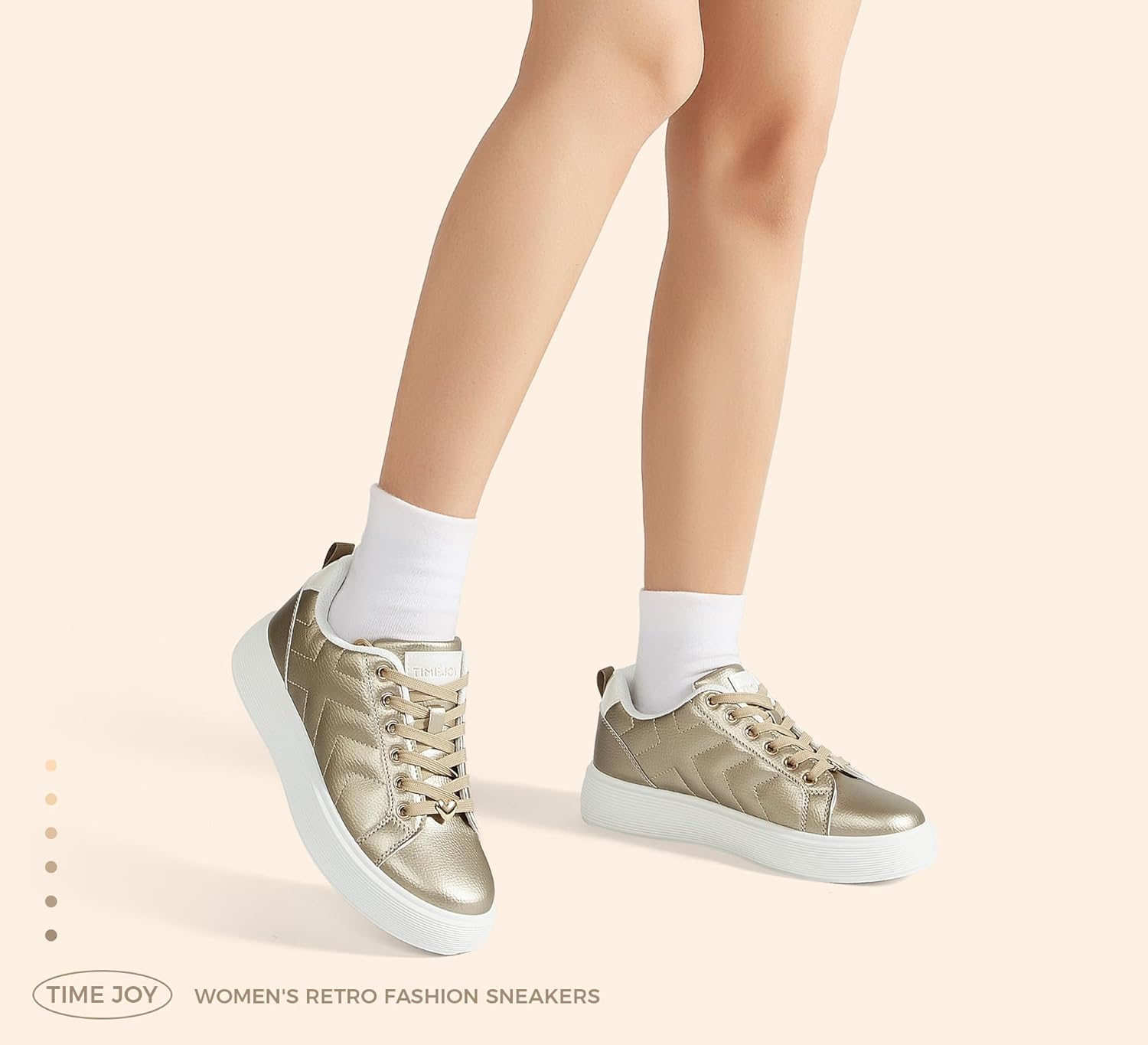 Women's Fashion Platform Sneakers Synthetic Leather & Metallic Accents for Casual Tennis & Everyday Comfort - Image 6