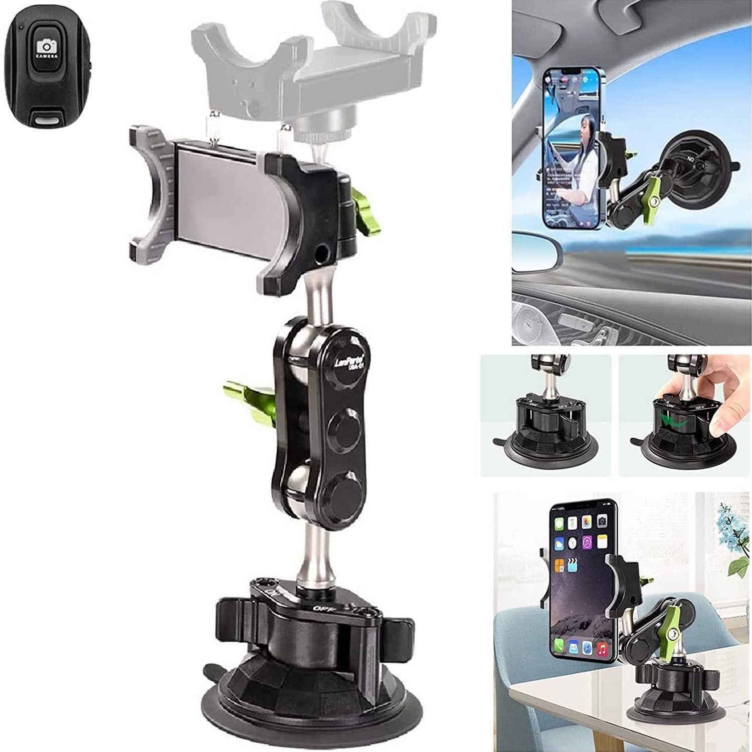 2023 Nuovo Supporto per Telefono per Auto con Rotazione a 360°, Braccio Universale con Testa a Sfera per Telefono, Supporto per Telefono a Ventosa con Braccio Magico per cruscotto dell'auto,