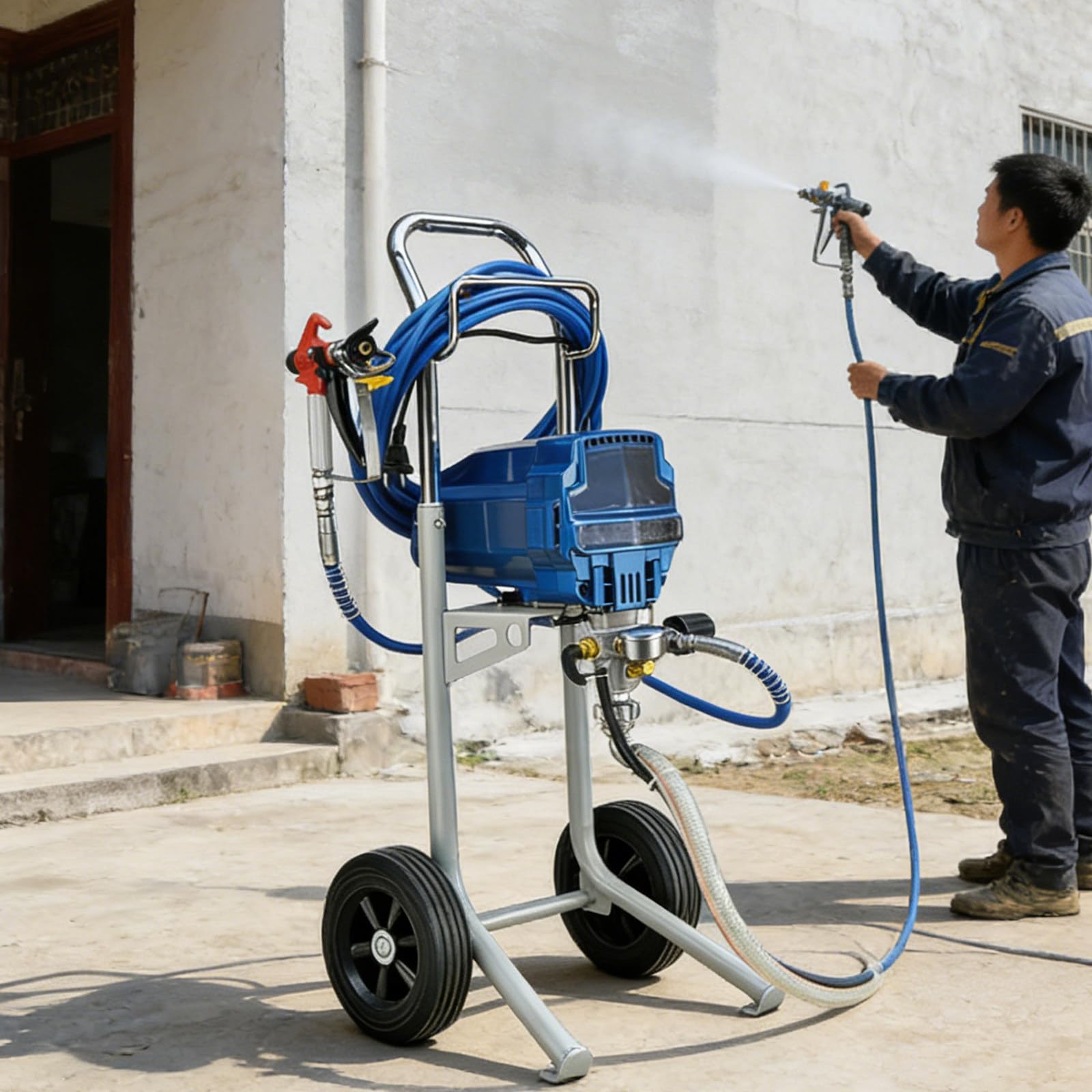 Aparaty do Malowania Domów Airless 3300 PSI 5m/200in Wąż 30cm/11.81in Przedłużka do Ścian Sufitów Bram Wiat