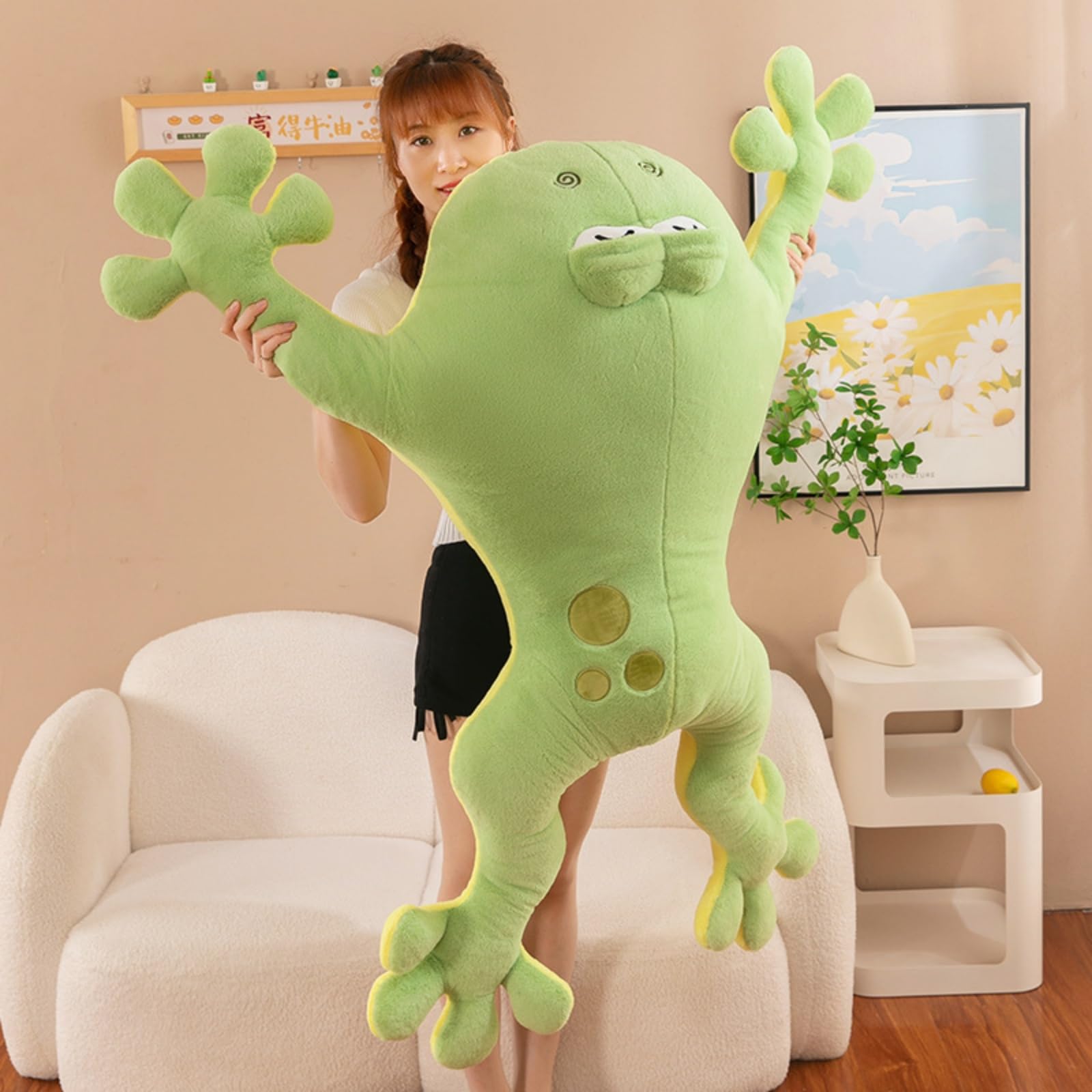 Frosch Kuscheltier, Grüne Frosch Plüschtier Stofftier, Riesiger Plüschfrosch in liegender Haltung, Kinderzimmer & als Kuschel (130cm,Grün)