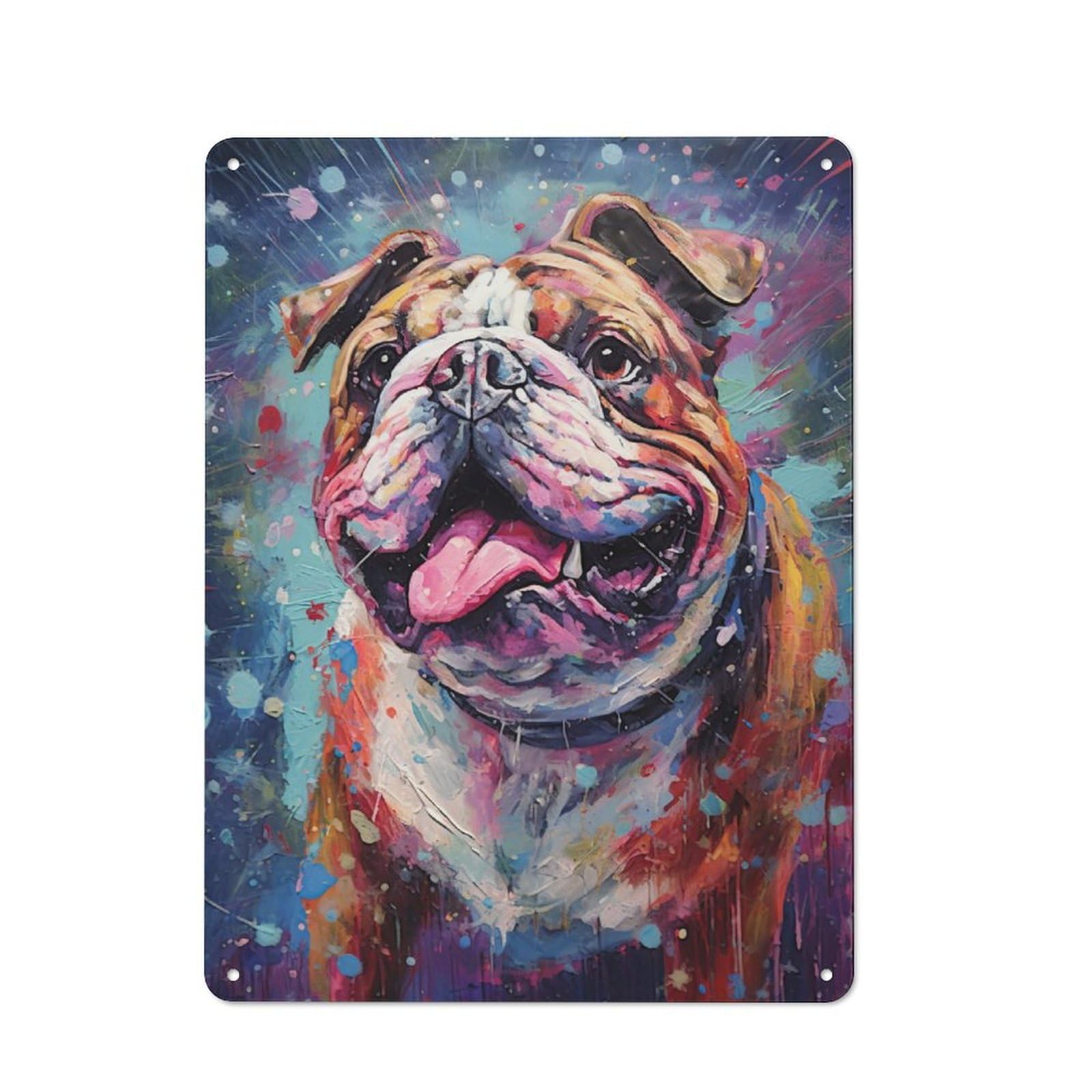 Junmoney Palette Bulldog Painting For Lounge Or Reading Corner, Retro Metal Sign 40X30cm, For Metal Sign Collectors, For Garage And Workshop Walls