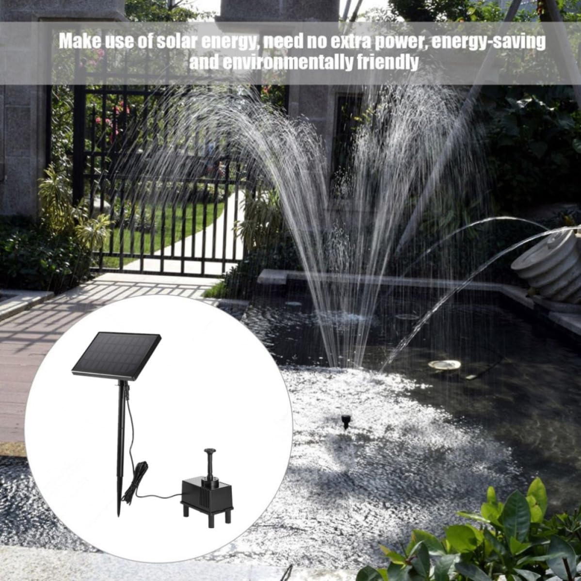 Pompa Solare Brushless 220l/h in Plastica Nera per Laghetto