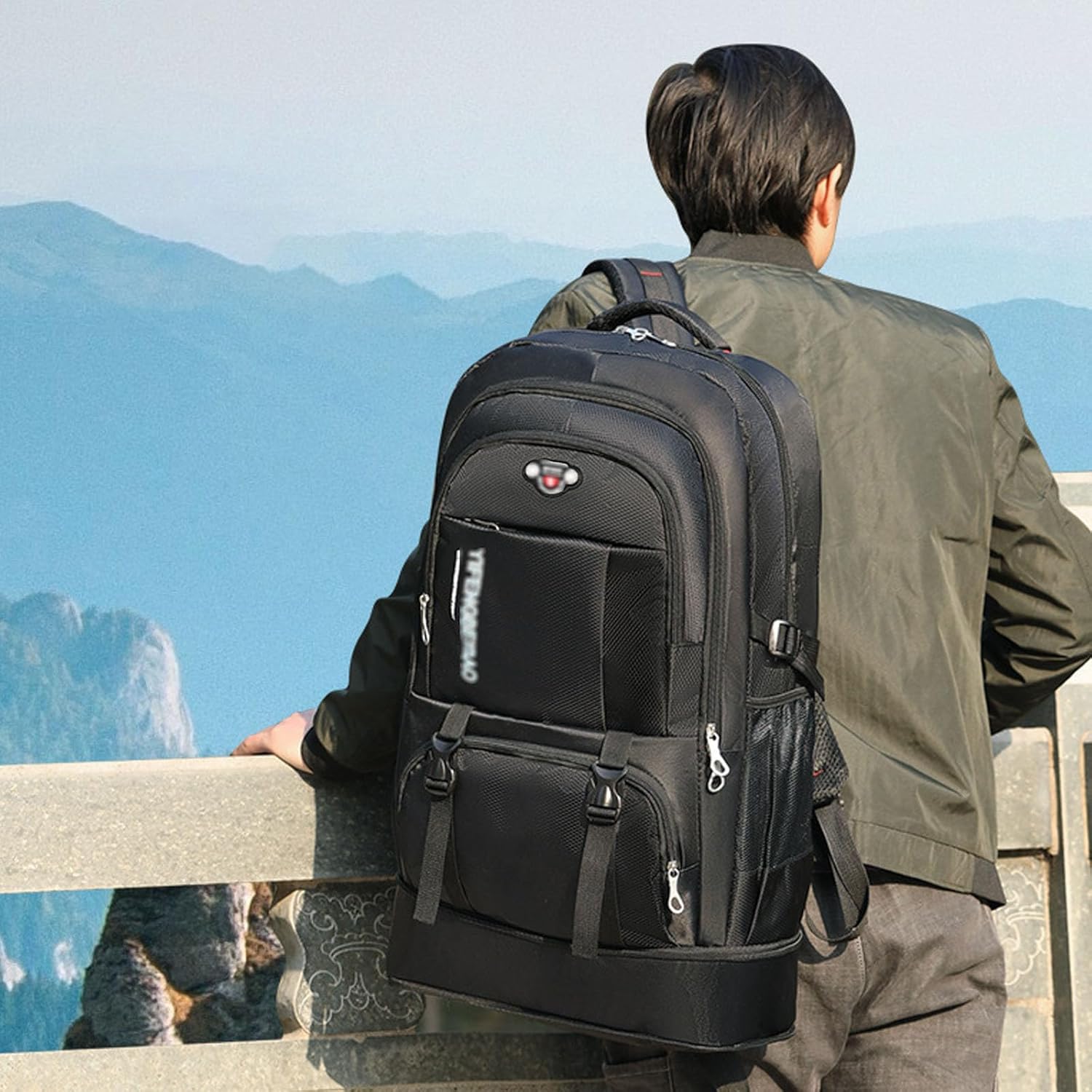 Large 65L Expandable Travel Backpack for Men/Women,Carry on Backpack Personal Item Travel Bag Waterproof Laptop Backpack (Black) - Image 8