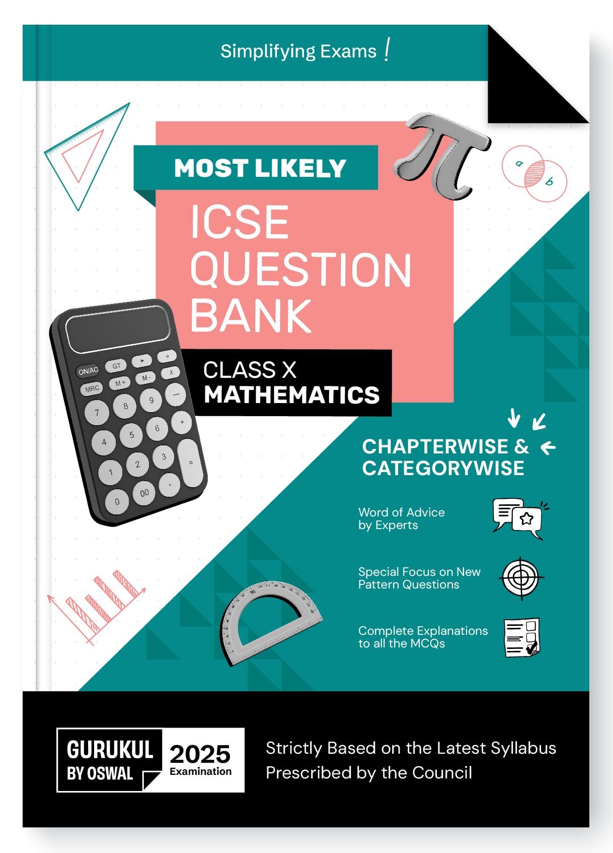 Gurukul By Oswal Mathematics Most Likely Question Bank for ICSE Class 10 for 2025 Exam - Chapterwise & Categorywise Topics, Previous Years Board Questions, Latest Syllabus, New Paper Pattern