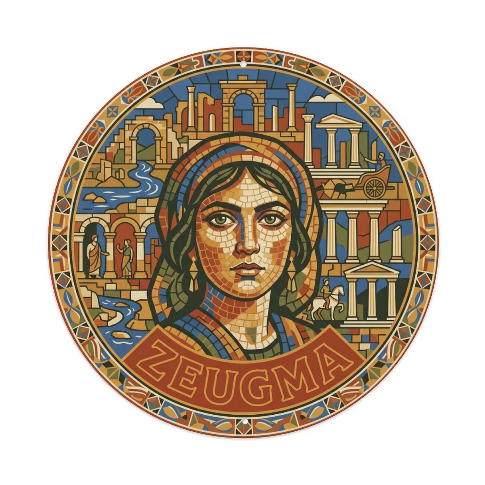 Gaziantep Zeugma Mosaic Historic Turkey Culture Vintage Metal Tin Sign