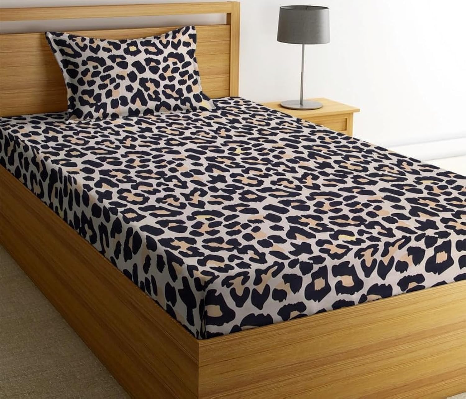 NHD HOME Premium Glace Cotton 220 TC Flat Single Bedsheets Breathable | Wrinklefree (Size-60 X 90 Inch) with 1 King Size Pillow Covers (Size-17 X 27 Inches, Beige & Black) (B0CGJWQ47Z) Amazon Price History, Amazon Price Tracker