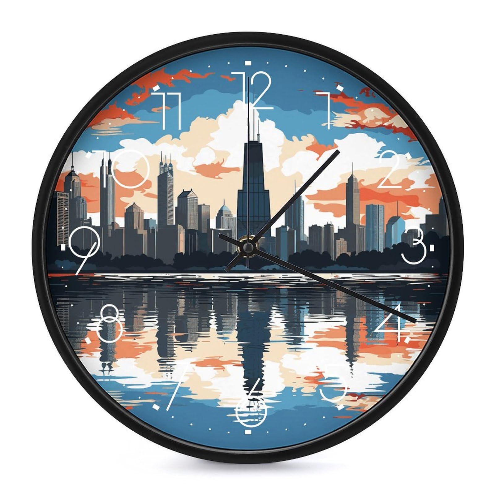 Horloge ronde Chicago silencieuse : oubliez le tic-tac stressant