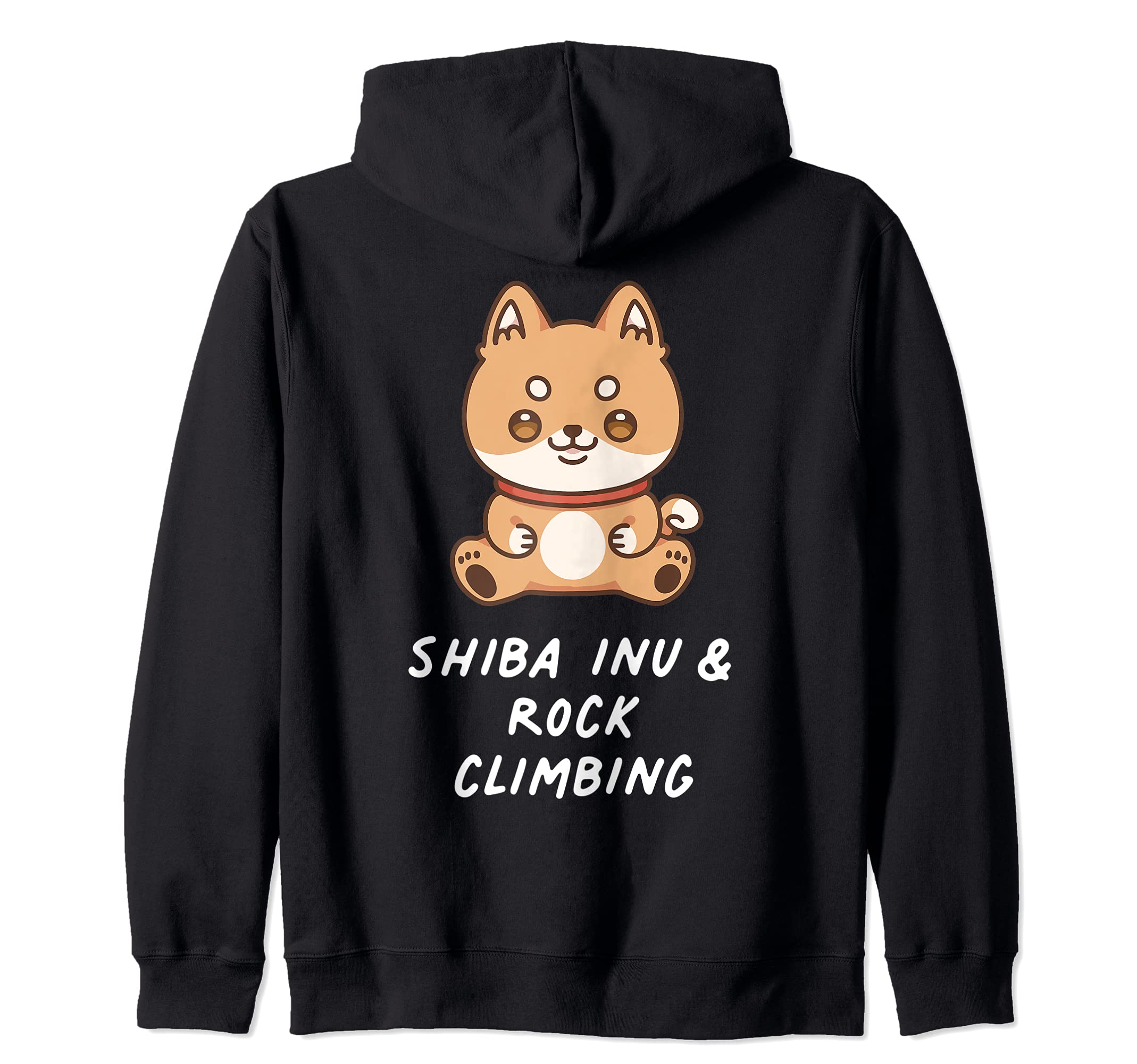 Shiba Inu & Rock Climbing Kawaii Sports Japanese Dog Lover Zip Hoodie, Black