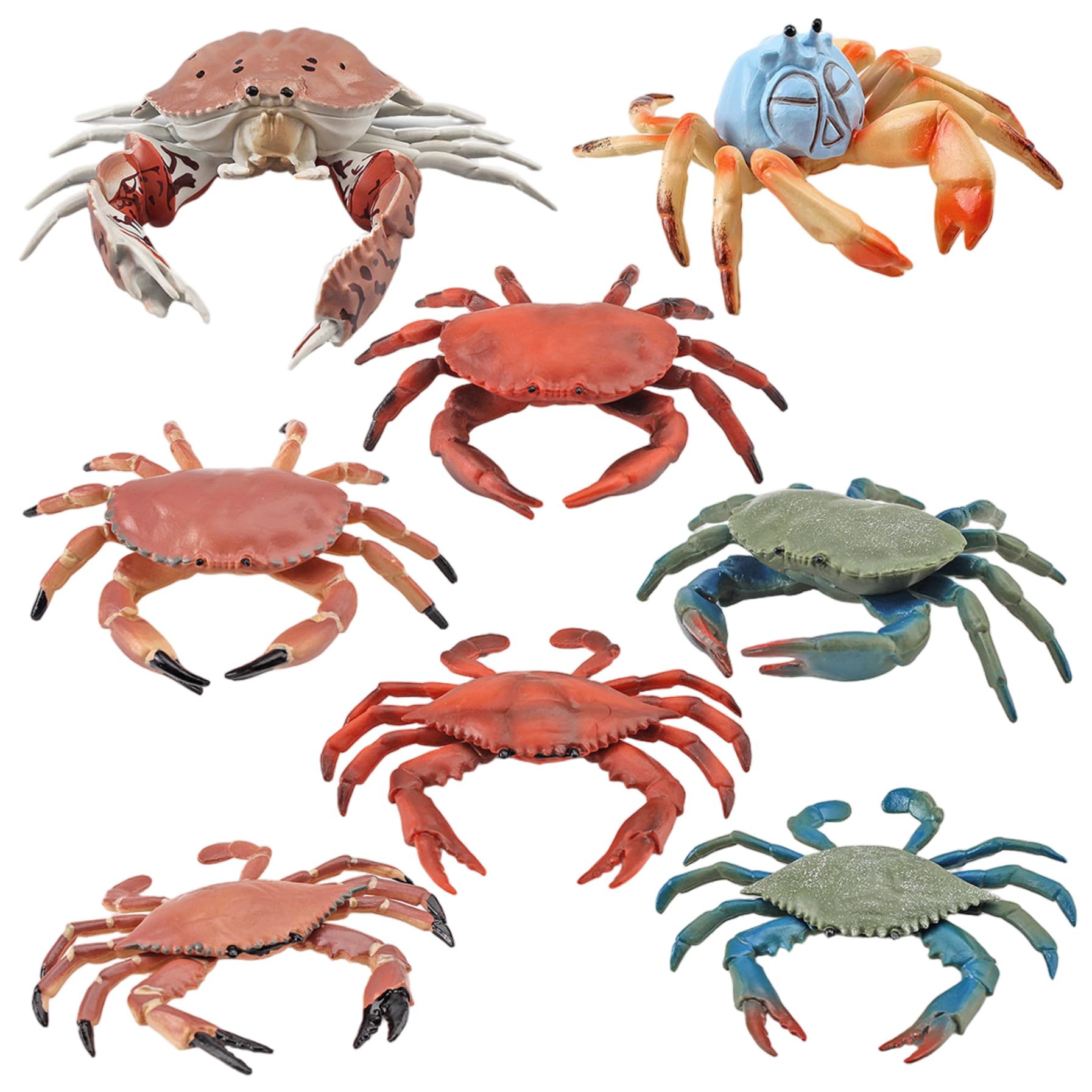 AZIDWERYQ 8Pcs Crab Figurine Assorted Artificial & Realistic Crab Toy Sturdy PVC Sea Animal Figurines Interactive Educational Toys for Kids Toy