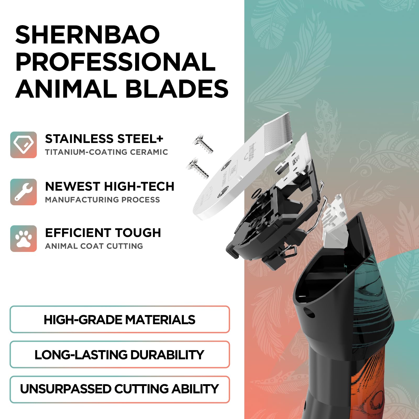 shernbao Kit professionale per animali domestici, cani, gatti e cavalli